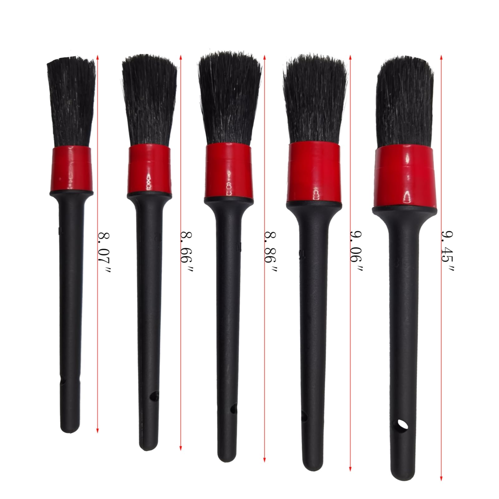 Premium 5-Piece Car Detailing Brush Set - Soft Boar Hair Bristles for Gentle Cleaning | Includes Car Wash Brush, Wheel Cleaner Brush, Dust Brush, Leather Seat & Vent Brush | Perfect for Auto Detailing, Interior Care & Professional Car Cleaning