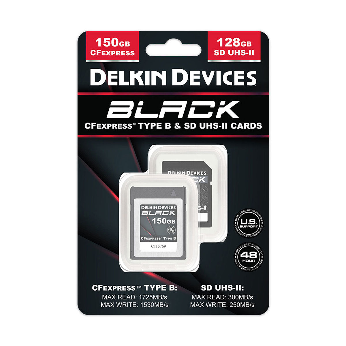 Delkin BLACK 150GB CFexpress Type B & 128GB UHS-II SDXC V90 Memory Card Bundle - Professional Photography & 4K Video Recording for DSLR, Mirrorless Cameras and High-Speed Devices