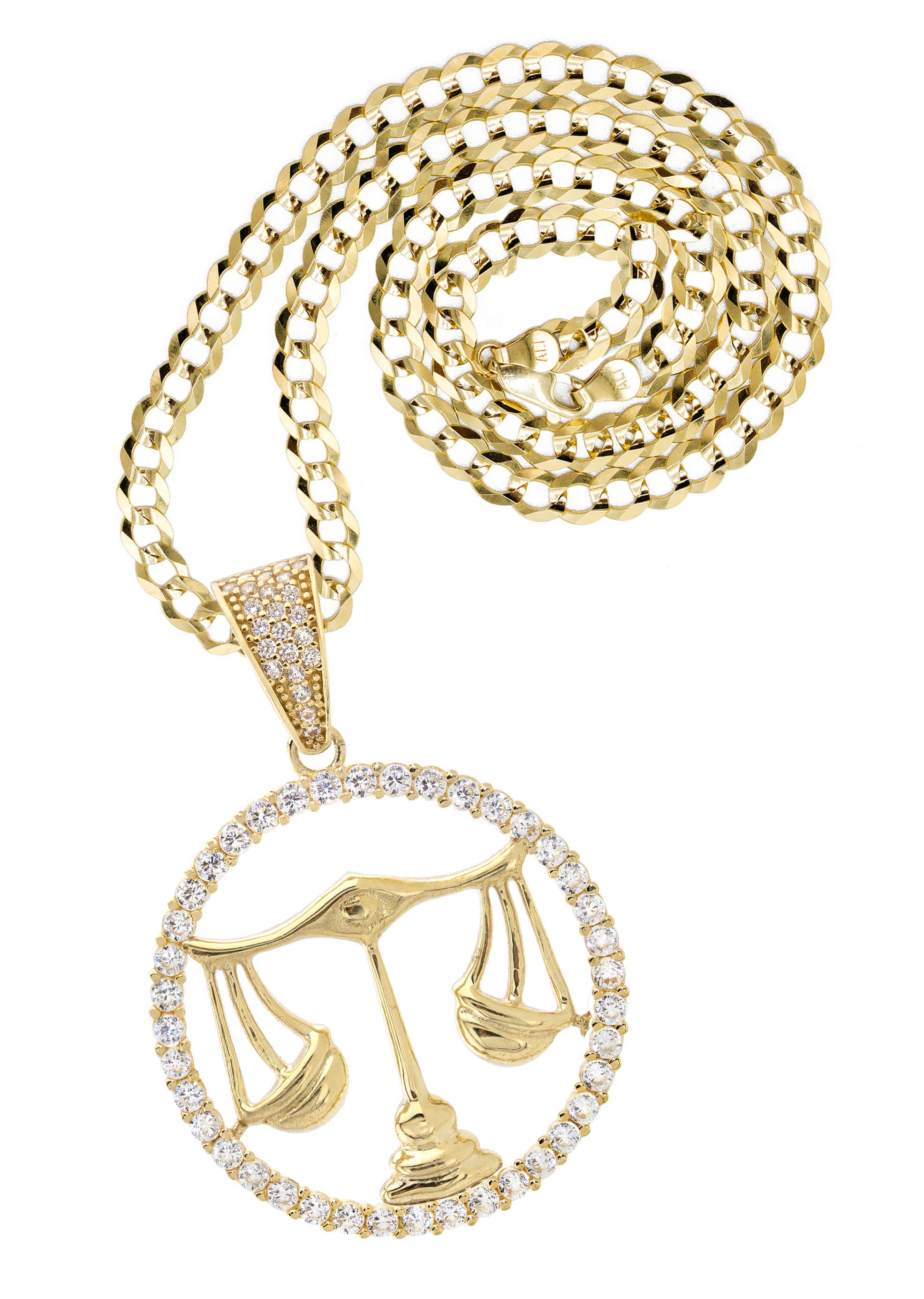 10K Yellow Gold Zodiac Libra Necklace for Women - 17 Grams Fine Jewelry Gift - Perfect for Birthday, Anniversary & Everyday Wear