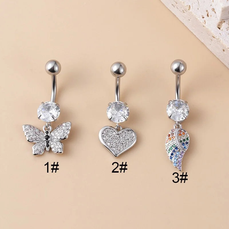 14G Hypoallergenic Butterfly Belly Button Ring - Surgical Steel Navel Piercing Jewelry for Women | Perfect for Everyday Wear, Parties & Body Piercing Enthusiasts