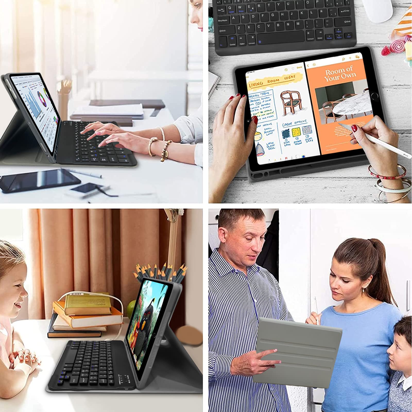 Magnetic Bluetooth Keyboard Case for iPad 10.2/2021 9th Gen/2020 8th Gen/2019 7th Gen/iPad Pro 10.5/iPad Air 3 - Detachable Wireless Italian Layout Cover (Black) | Perfect for Work, Study & Travel