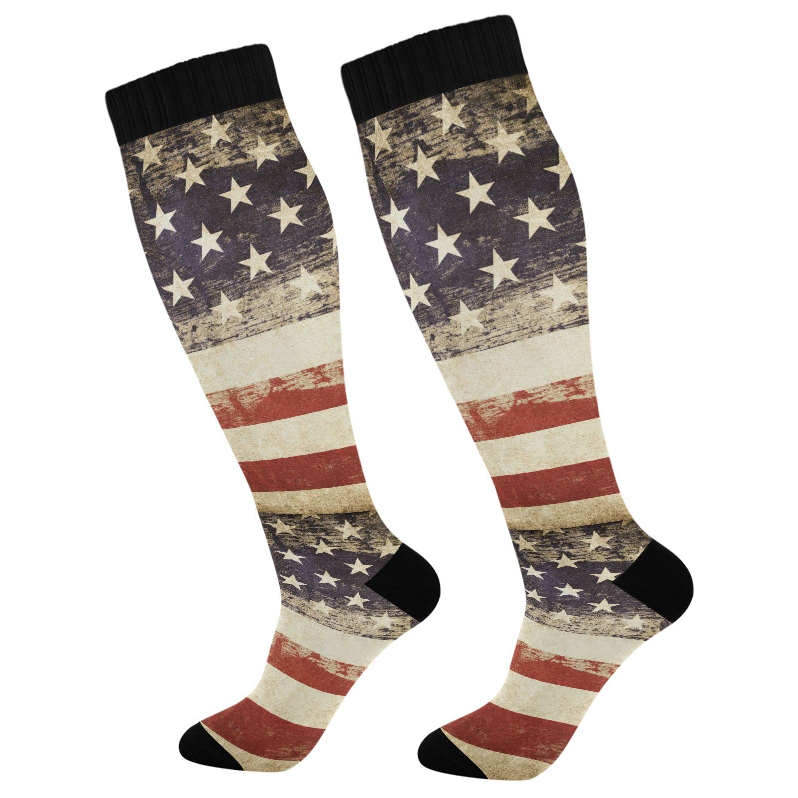 Wusikd Mardi Gras Lilye Compression Socks for Women & Men - Black Athletic Running Socks for Improved Circulation & Performance - Perfect for Marathon, Travel & Nurse Work