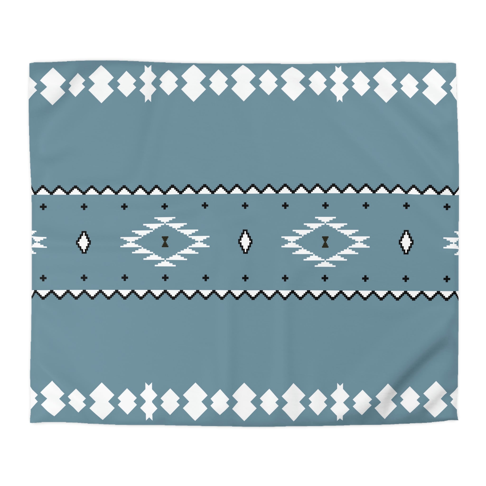 Premium Microfiber Duvet Cover Set - Soft Blue Sky Southwestern Pattern - Polyester Bedding with Invisible Zipper - Queen/King/Cal King Sizes - Perfect for Guest Rooms & Master Bedrooms