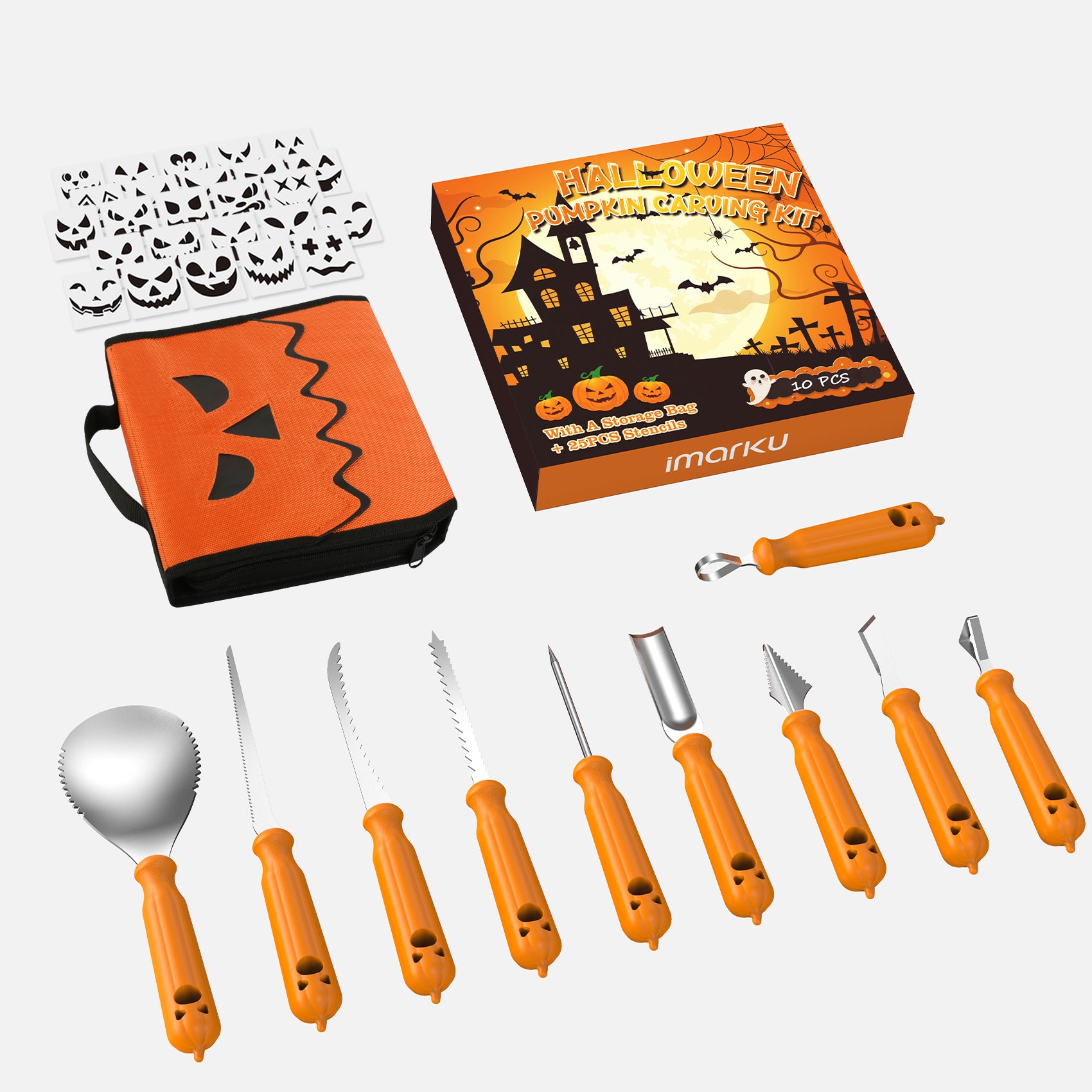 Premium Stainless Steel Halloween Pumpkin Carving Kit - 9-Piece Professional Pumpkin Carving Tools Set for Adults & Kids - Perfect for Halloween Decorations, Pumpkin Art, and Holiday DIY Projects