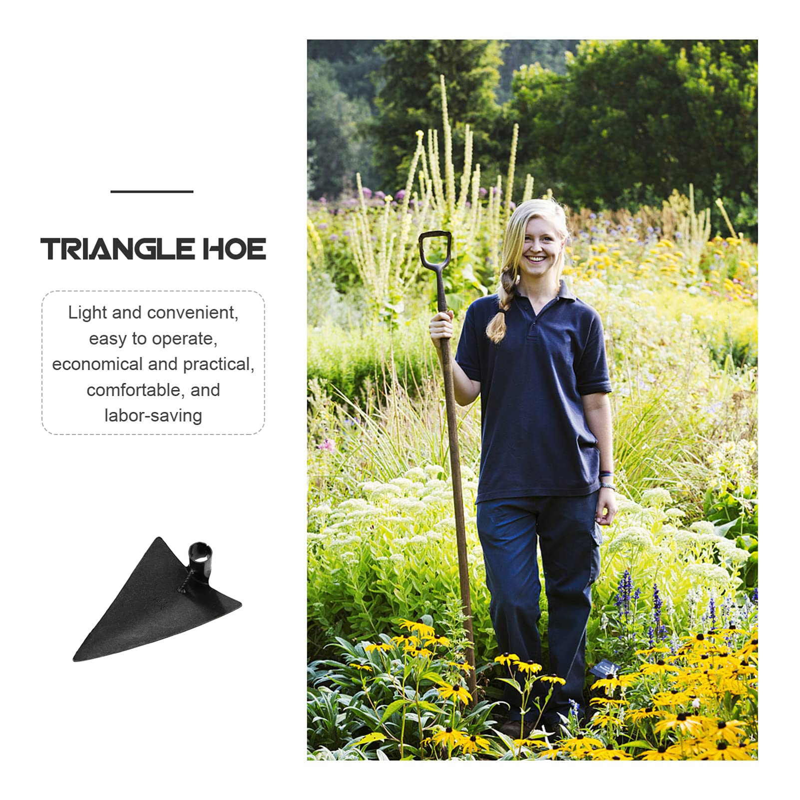 DOITOOL Triangle Hoe Head - Heavy Duty Steel Gardening Hoe for Digging and Weeding - 27x20cm Round Eye Replacement Hoe Head (Black) - Perfect for Vegetable Gardens, Flower Beds, and Farmland Maintenance