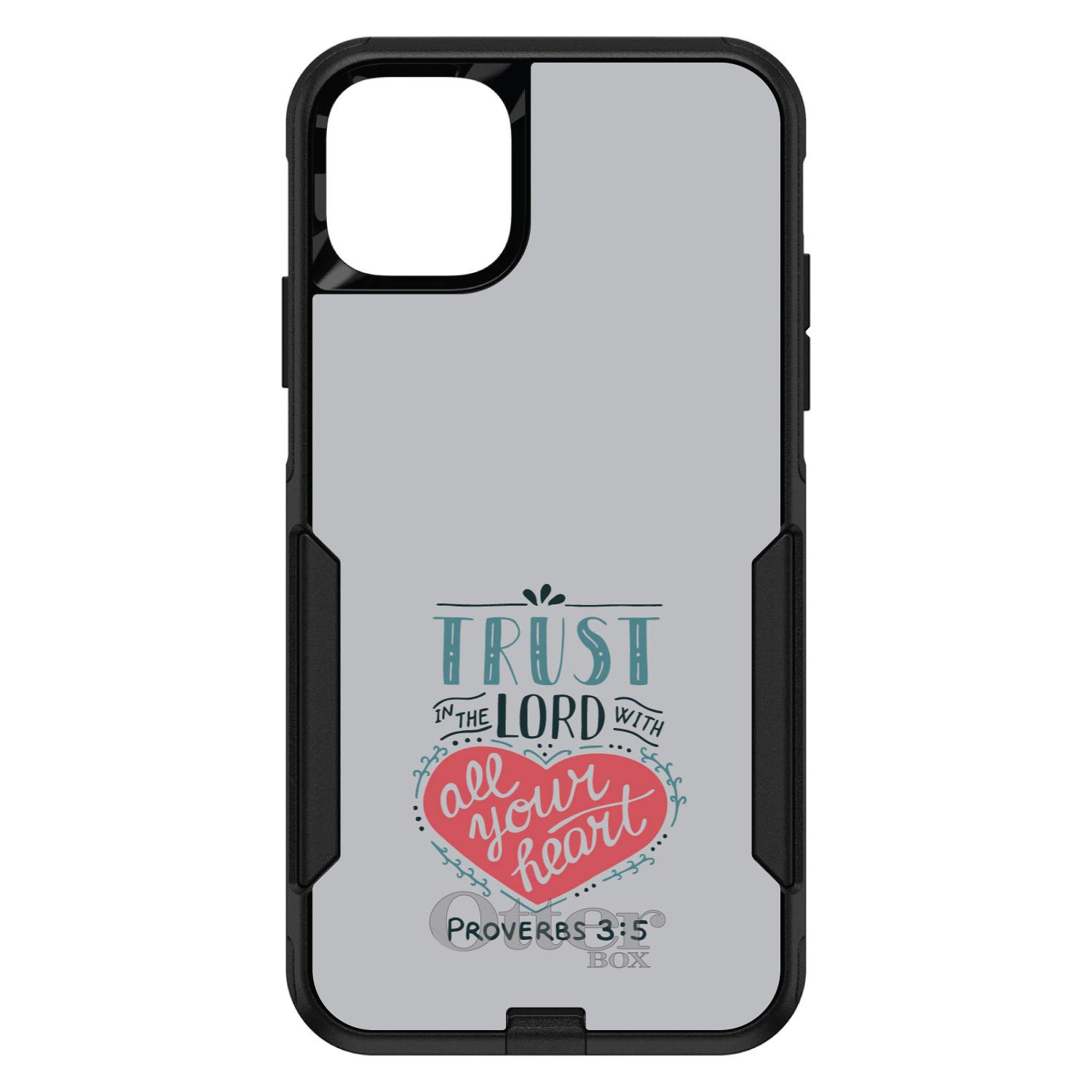 DistinctInk iPhone 12/12 Pro Case (6.1 Inch) - Durable Black Protective Cover with Bible Verse Proverbs 3:5 - Slim Shockproof Replacement for OtterBox Commuter - Perfect for Daily Use, Work & Travel