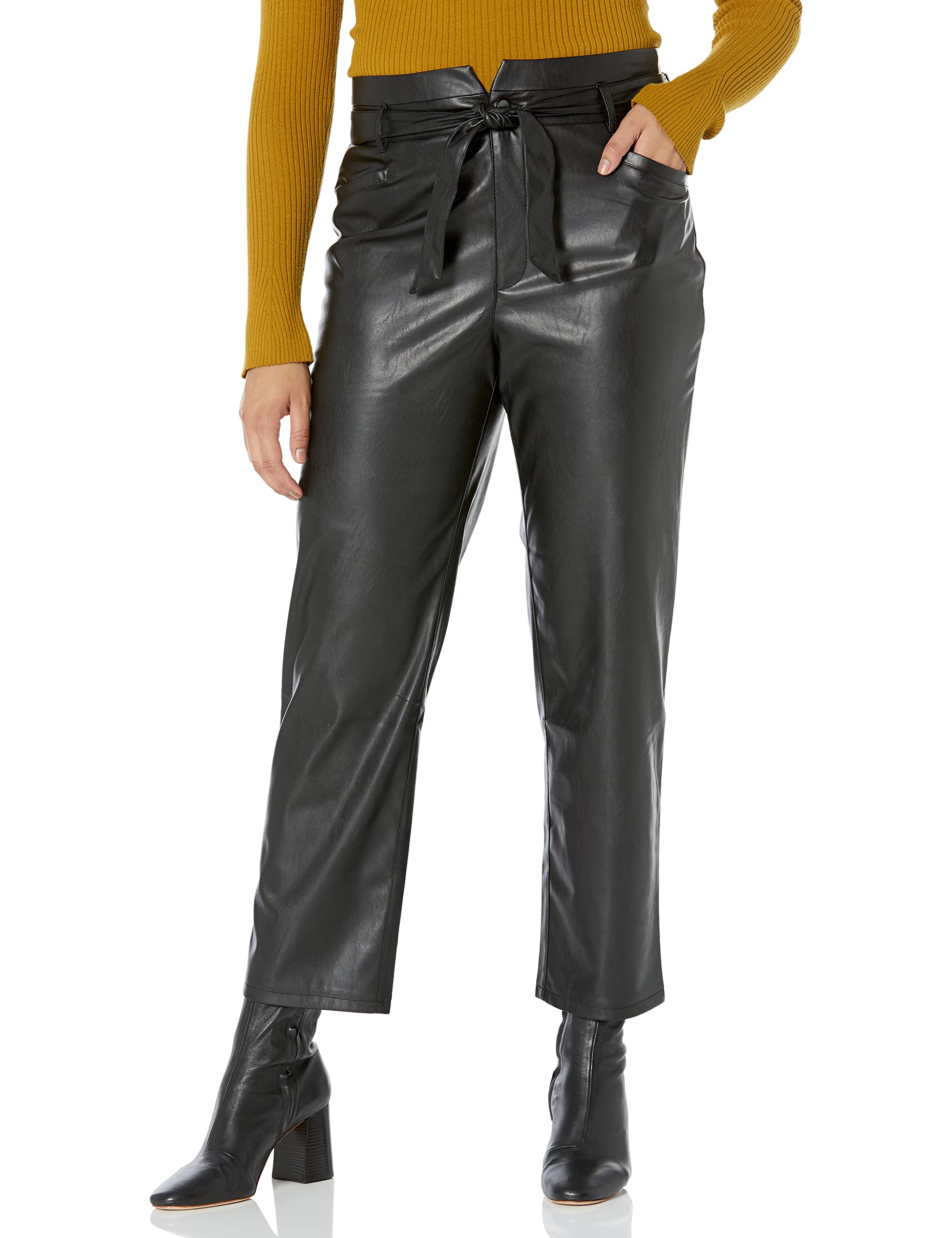 PAIGE Women's Kinda Pant Vegan Leather High Rise Ankle Pants - Black | Faux Leather Leggings for Women | Perfect for Work, Night Out & Casual Wear