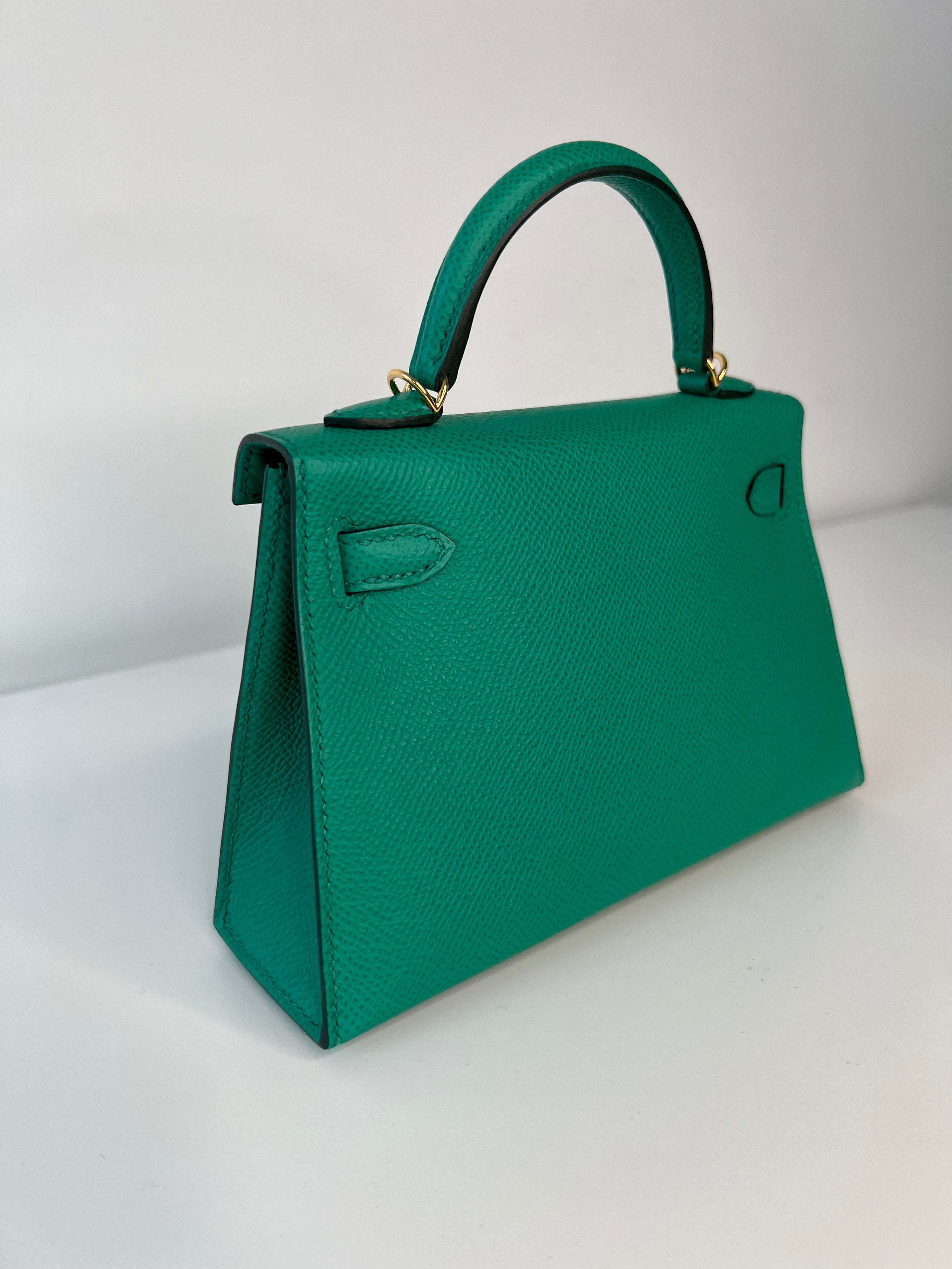 Authentic Hermès Kelly 20 Bag in Vert Jade Epsom Leather with Gold Hardware - Luxury Handbag for Women, Perfect for Parties & Special Occasions