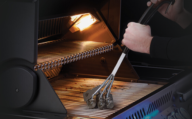 Napoleon Bristle-Free Triple Row Grill Brush 62059 - Heavy Duty BBQ Grill Cleaner for Stainless Steel, Cast Iron & Porcelain Grates - Perfect for Outdoor Cooking, Camping & Backyard BBQs