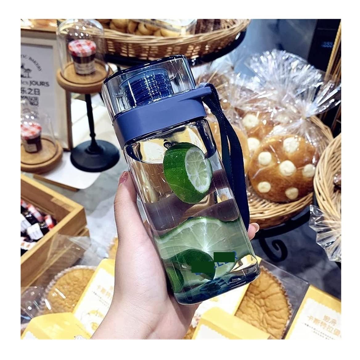 Tograt 400ml Square Plastic Water Bottle - BPA Free, Leak Proof, Portable Sports & Outdoor Drinking Bottle for Gym, Hiking, Travel - Transparent Blue