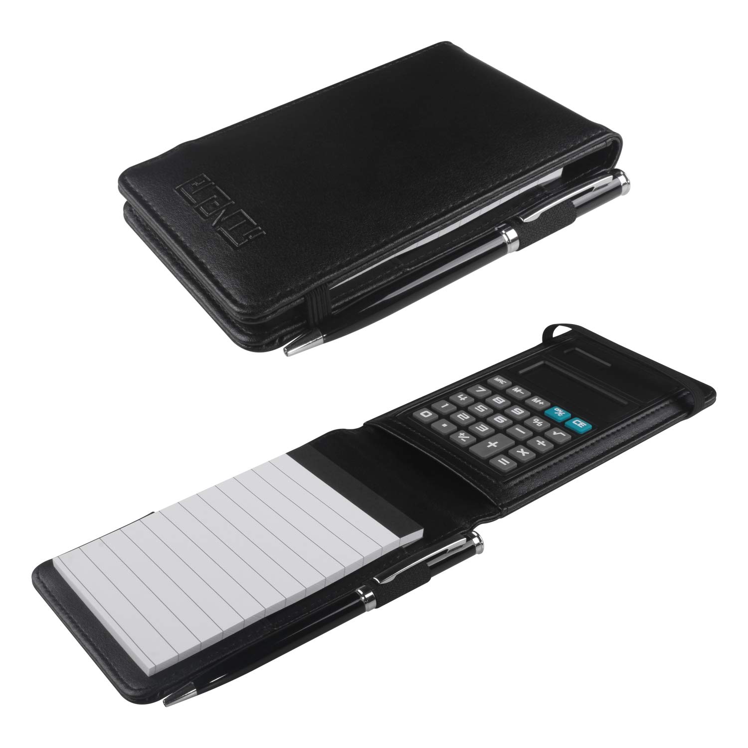 Premium PLENTY Deluxe Leather Pocket Notebook Cover - Stylish Jotter Organizer with Calculator, 50 Pages Note Paper, Pen & Business Card Slots (Black) | Perfect for Business Meetings, Daily Planning & Gift Giving