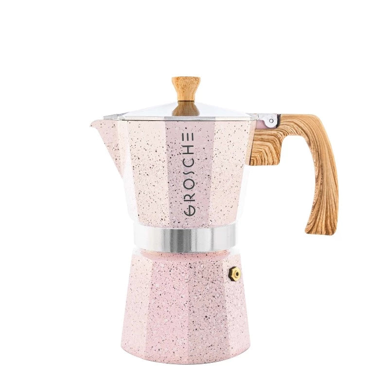Premium Italian Stone Stovetop Espresso Maker - 3 Cup Moka Pot for Authentic Coffee Brewing | Perfect for Home, Camping & Gifts | BPA-Free & Durable