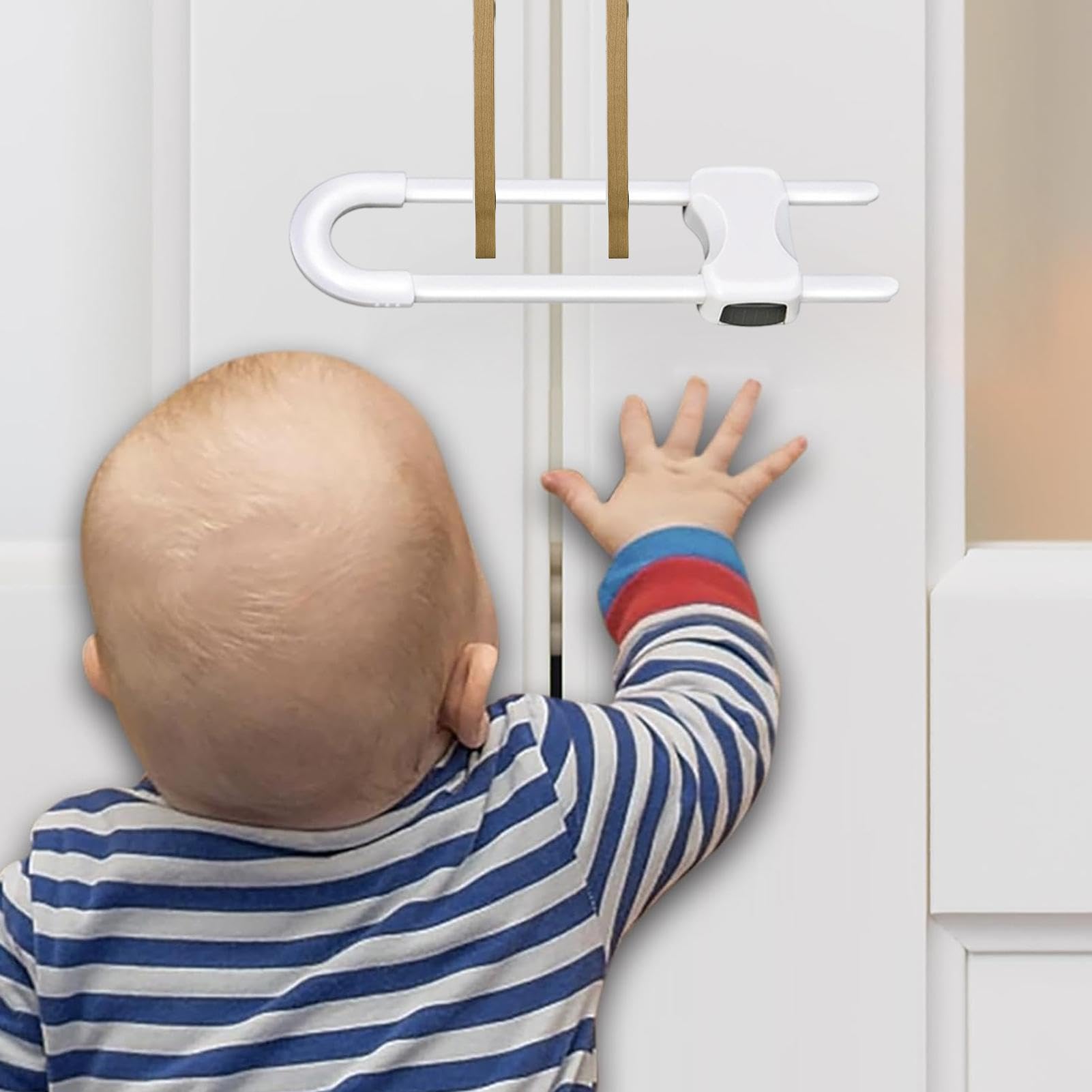 Child Safety Cabinet Locks - Adjustable U-Shaped ABS Baby Proof Locks for Knob Handles (2 Pack) | Secure Kitchen Cabinets, Storage Cupboards & Closets | Perfect for Childproofing Homes with Toddlers