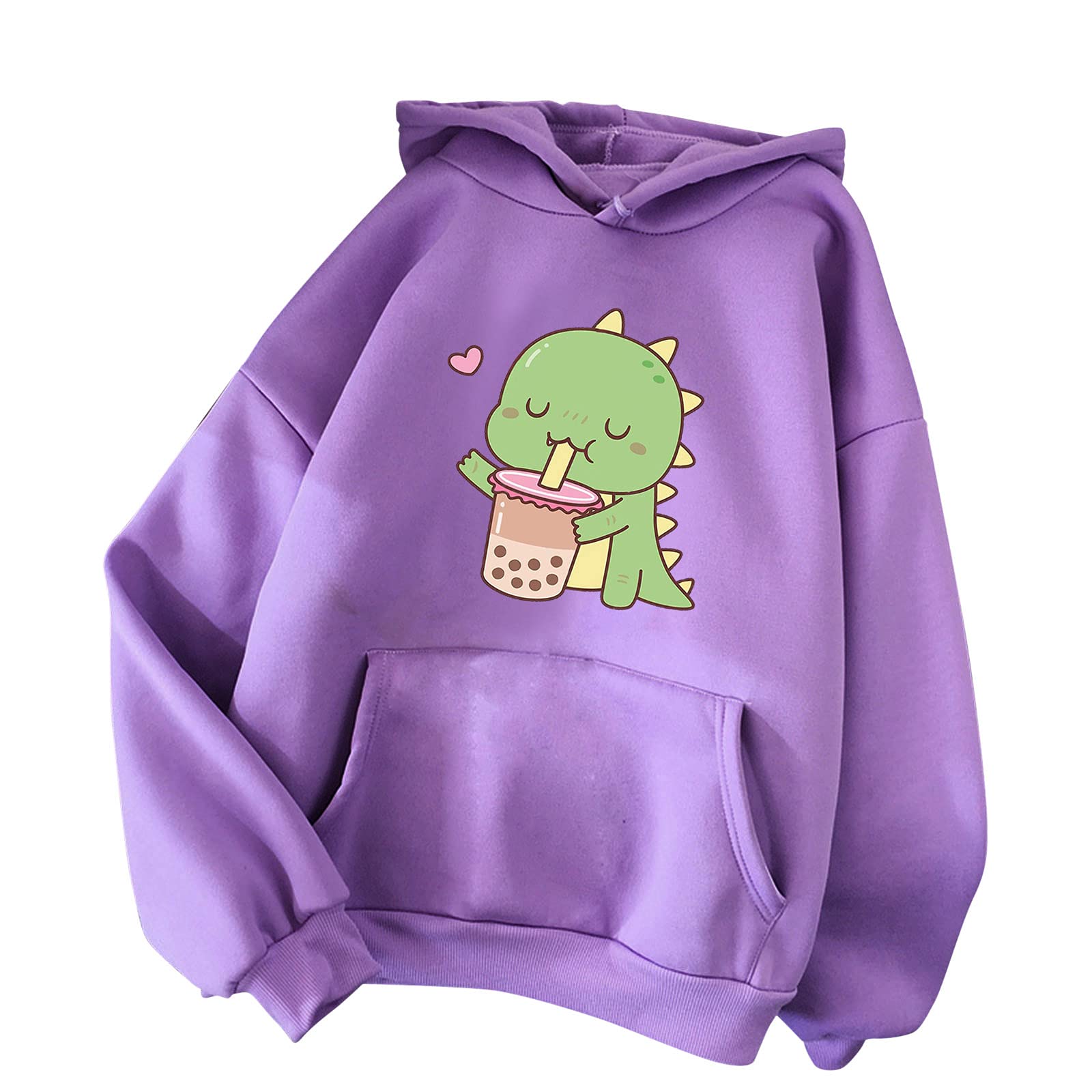 Cute Cartoon Sweatshirt for Women - Casual Pullover Hoodie with Drawstring, Striped Long Sleeve Blouse for Workout & Lounge Wear | Perfect for Gym, Running, Yoga and Everyday Casual Outfits