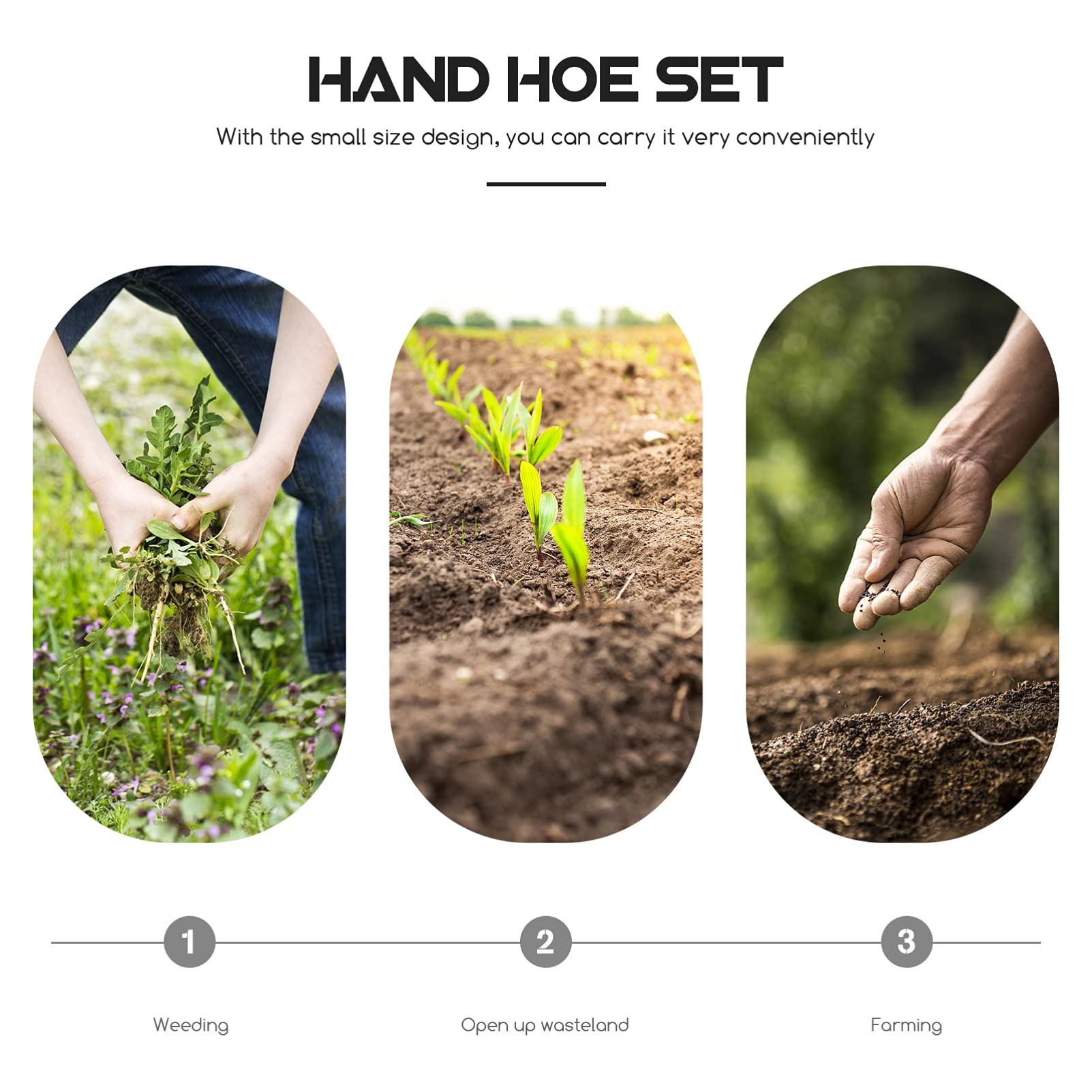 Yardwe 2-Piece Garden Tool Set - Japanese Weeding Sickle & Handheld Plowing Hoe for Efficient Gardening & Farming | Durable Hand Tools for Weeding, Tilling & Soil Cultivation | Perfect for Home Gardens, Farms & Agricultural Use