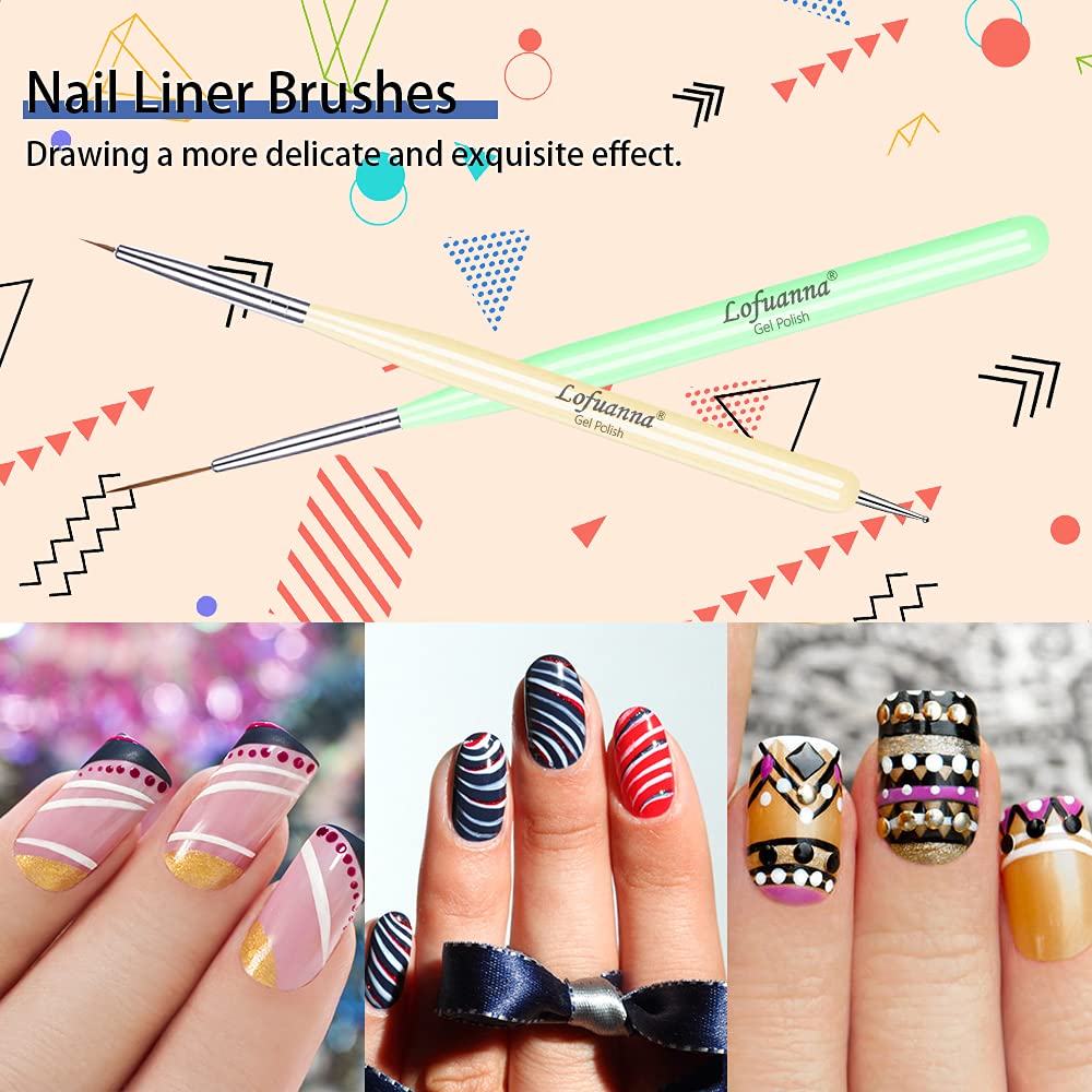 Lofuanna 6-Piece Nail Art Brush Set - Professional Acrylic Nail Brush, Nail Polish Brush, Dotting Pen for DIY Manicure & Nail Design | Perfect for Home Salon, Professional Use & Nail Art Beginners