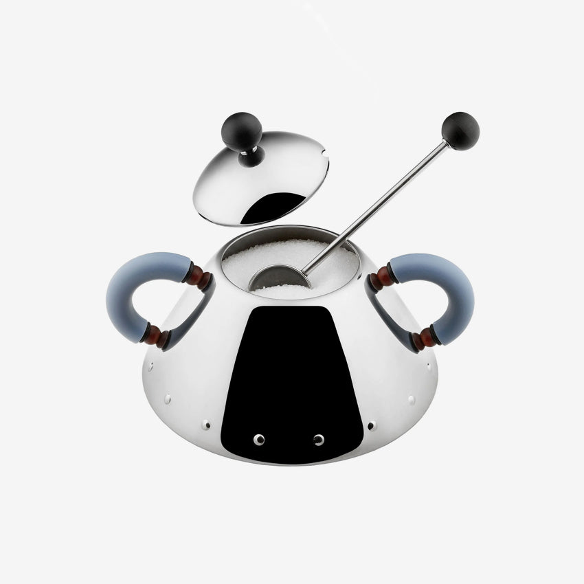 Alessi 9097 Sugar Bowl with Spoon - Elegant Stainless Steel Sugar Container for Coffee & Tea - Perfect for Home, Office, and Restaurant Use