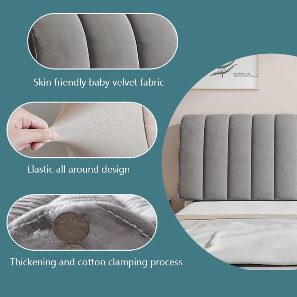 Velvet Baby Bed Headboard Slipcover - All-Inclusive Headboard Protector & Dust Cover for Single, King, Double Beds - Perfect for Nursery, Kids Room & Home Decor Protection