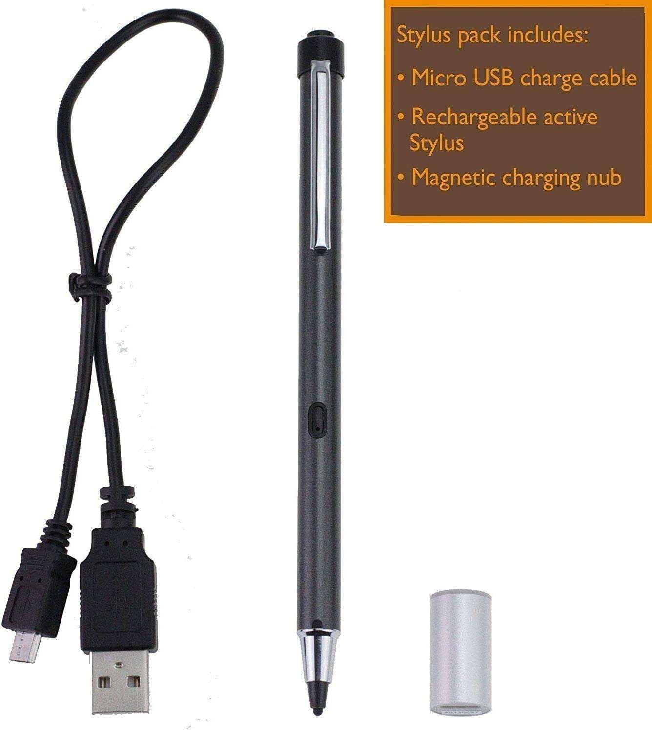 Rechargeable Fine Point Stylus Pen for Voukou 10 Inch Tablet - Grey Digital Stylus with Precision Tip for Drawing, Note Taking & Touchscreen Devices - Perfect for Artists, Students & Professionals