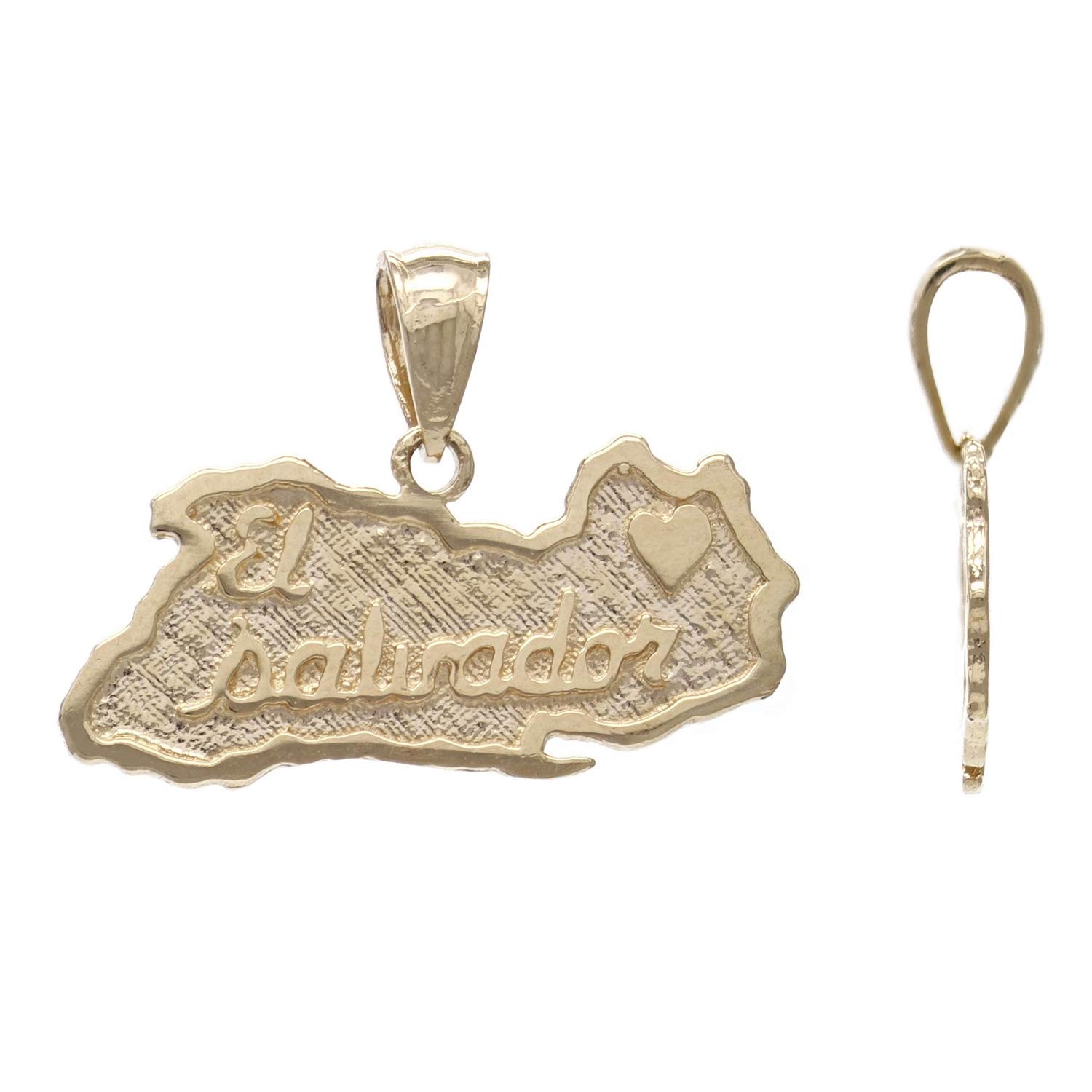 14K Yellow, White, or Rose Gold El Salvador Map Heart Charm Pendant Necklace - Perfect for Gifts, Travel Souvenirs & Cultural Jewelry Lovers