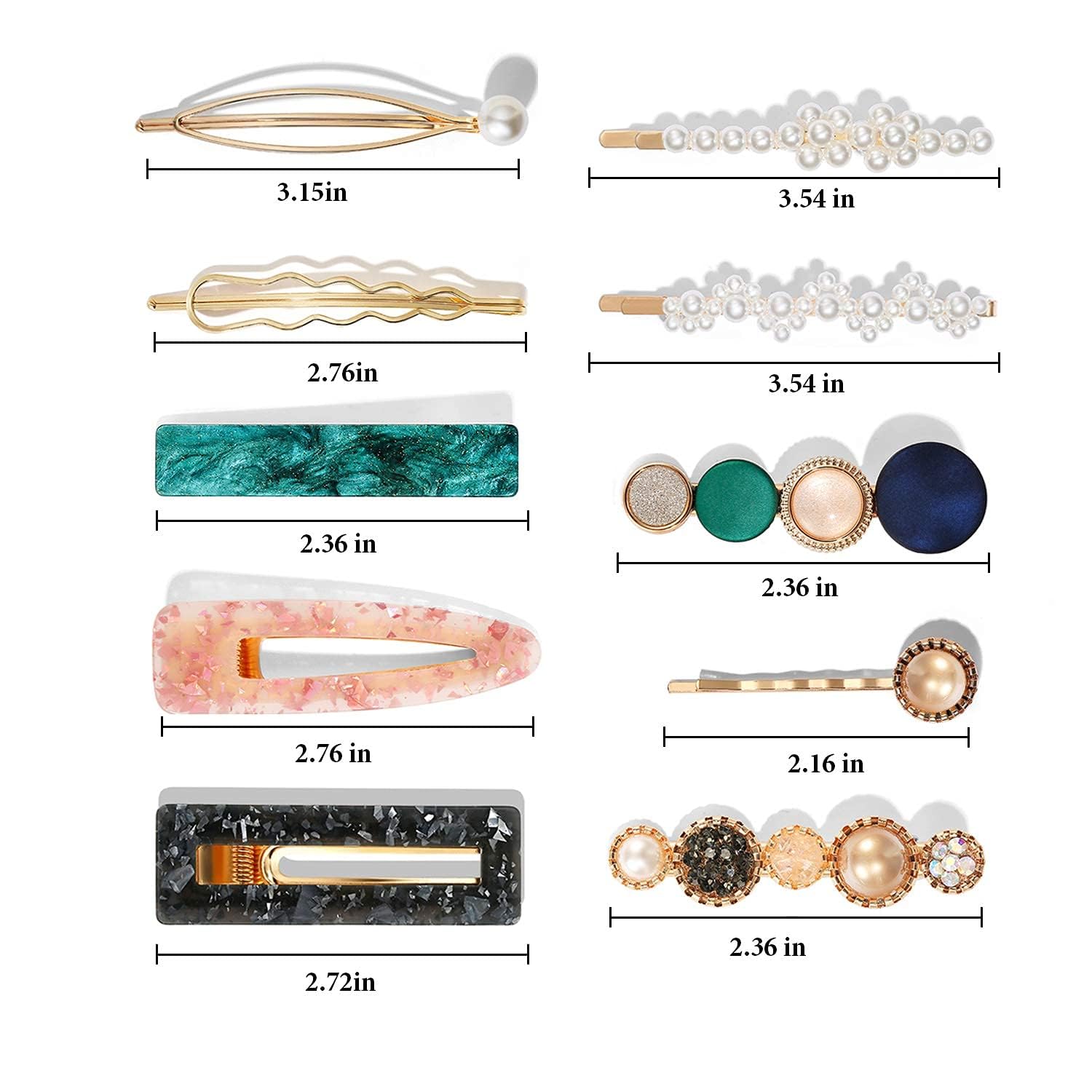 20 PCS Macaron Pearl Acrylic Resin Hair Clips Set - Cute Boho Hair Barrettes & Bobby Pins for Women & Girls - Fashion Hair Accessories for Wedding, Party, Daily Styling & Gift Giving