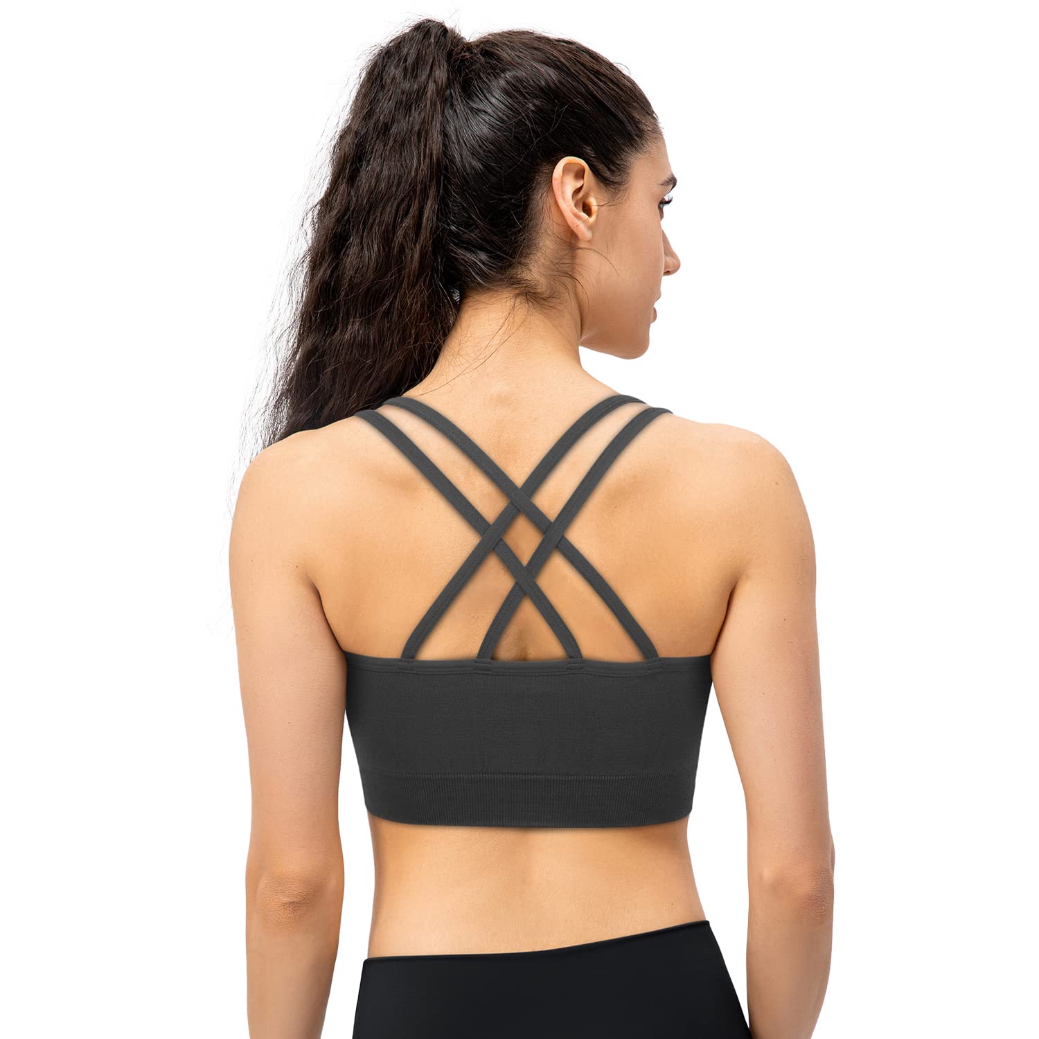 Strappy Cross Back Women's Sports Bra - Removable Padded Workout Top for Running, Yoga & Fitness | Breathable Support for High-Intensity Exercise & Gym Training