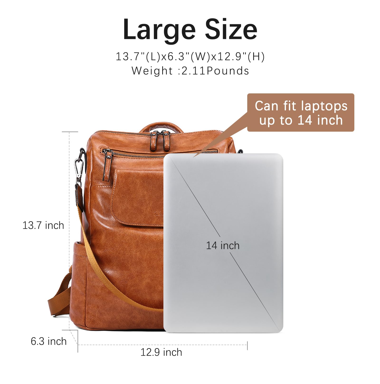 CLUCI Genuine Leather Backpack Purse for Women - Large Convertible Anti-Theft Travel Backpack Handbag | Perfect for Work, College & Weekend Getaways