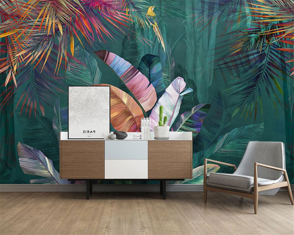 Tropical Jungle Wallpaper Mural - Premium Self-Adhesive Wall Decal for Living Room, Bedroom & Nursery - Easy Peel & Stick Installation - Perfect for Home Decor, Jungle Theme Parties & Kids Room Design