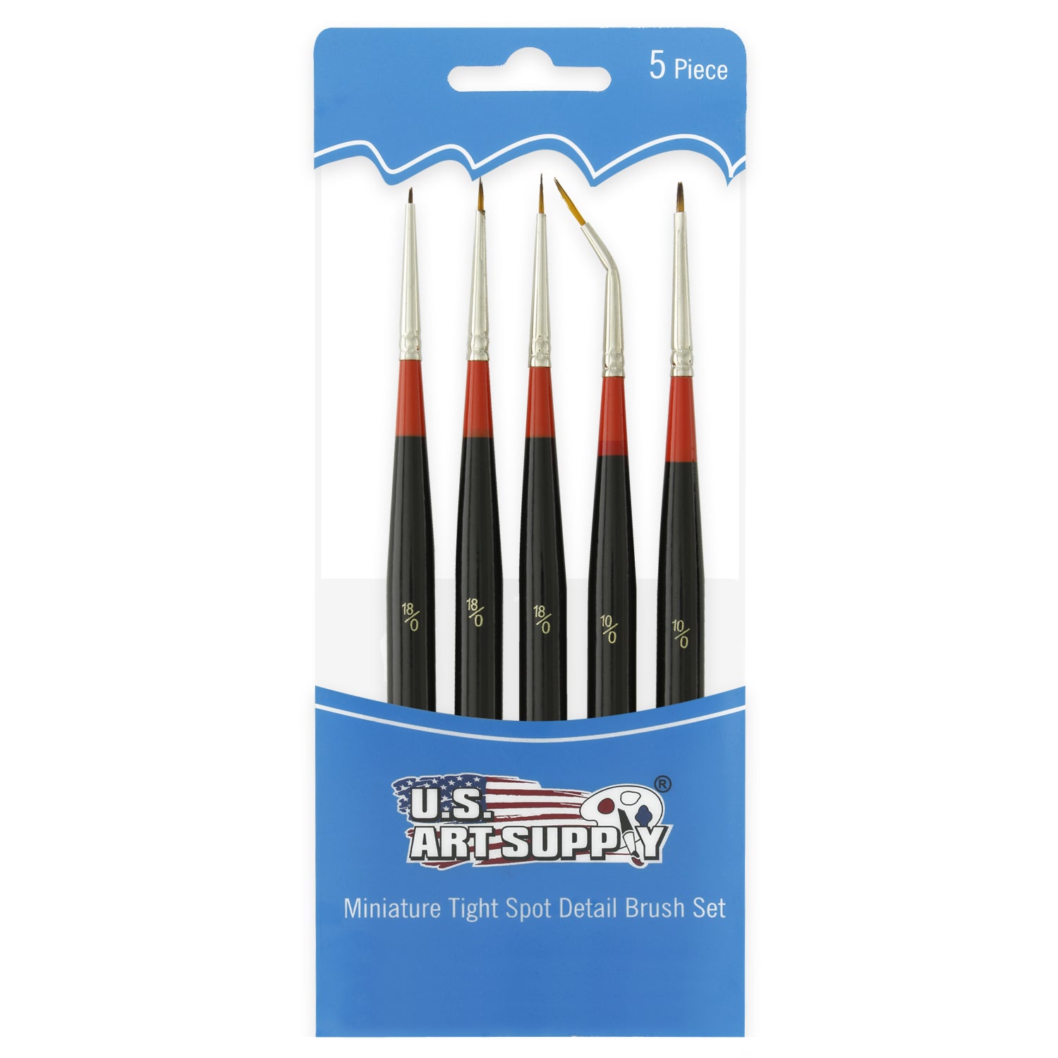 5-Piece Miniature Tight Spot Micro Fine Detail Art & Beauty Taklon Brush Set with Wood Handles - Perfect for Watercolor, Acrylic Painting & Nail Art