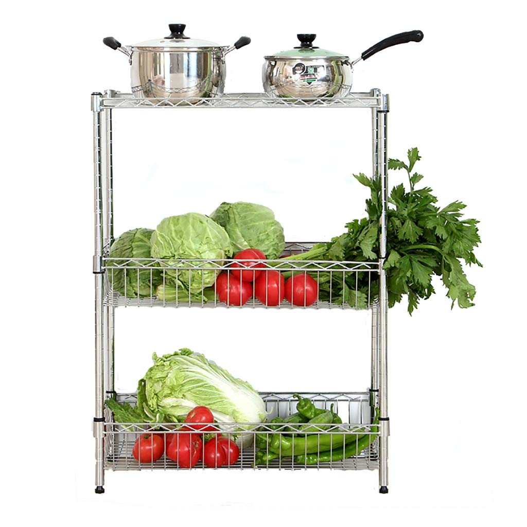 3-Tier Metal Kitchen Storage Cart - Multi-Purpose Organizer for Fruits, Vegetables & Bathroom Essentials (45x20x70cm) - Perfect for Small Spaces, Pantry & Countertop Organization