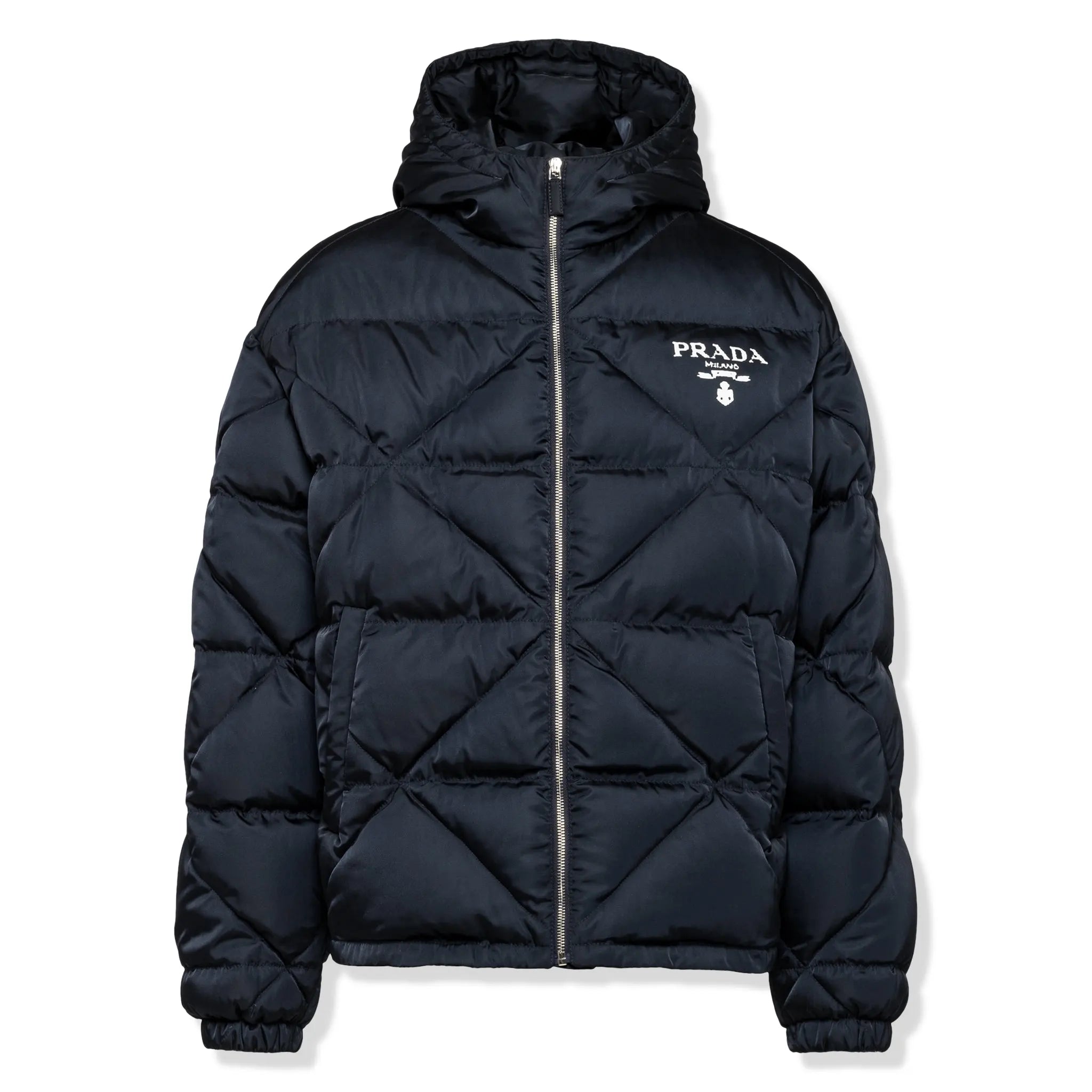 Prada Re-Nylon Cropped Down Jacket for Women - Lightweight Blue Puffer Coat for Winter, Travel & Outdoor Activities