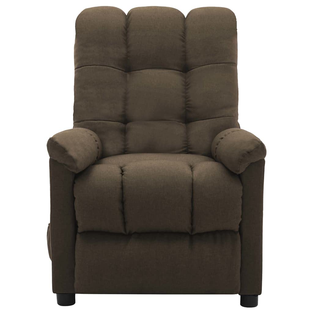 SKM Massage Recliner Chair - Brown Fabric Upholstery with Heat & Vibration Therapy for Living Room, Bedroom & Home Office Relaxation