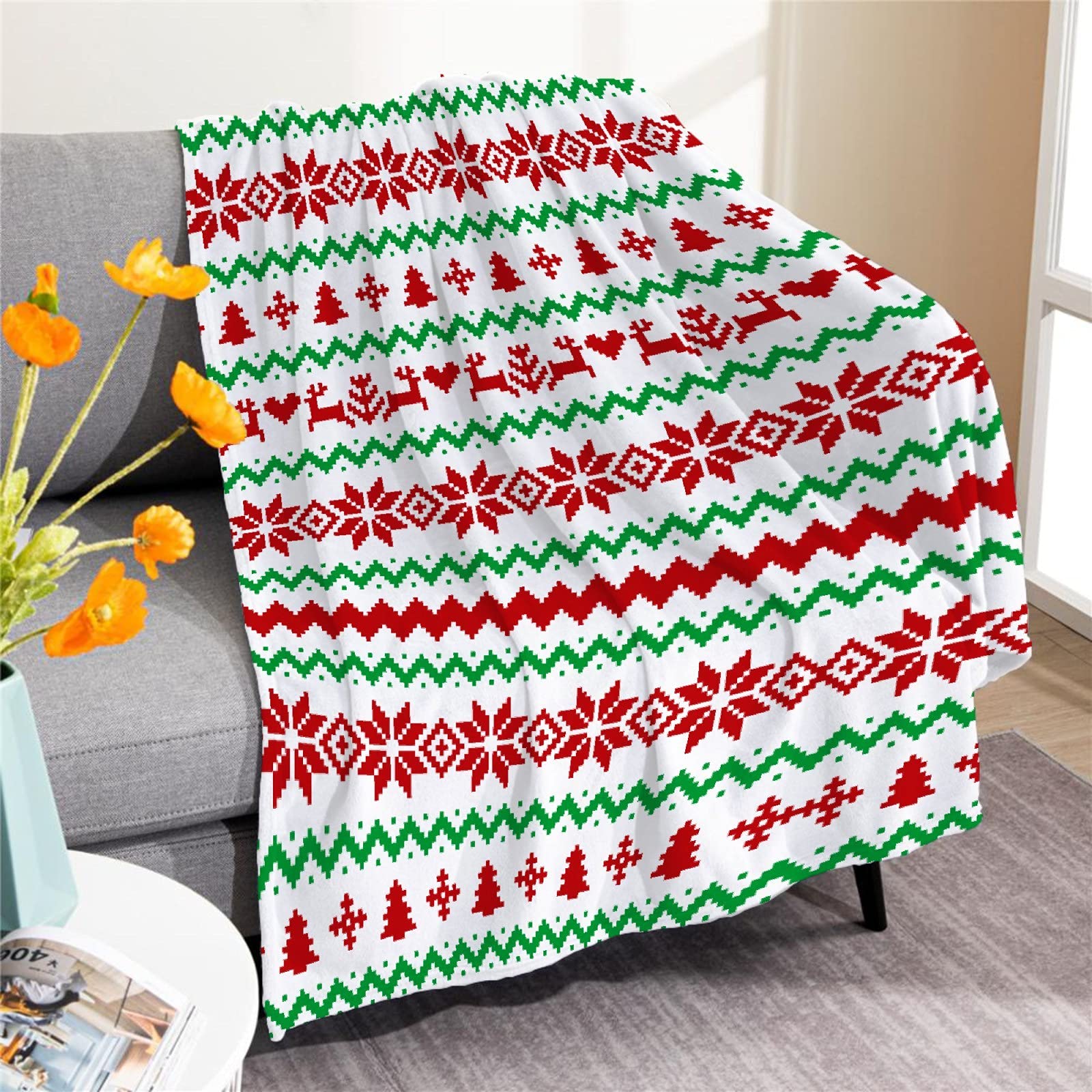 Soft Flannel Christmas Throw Blanket - Lightweight & Cozy Luxury Bed Blanket 120
