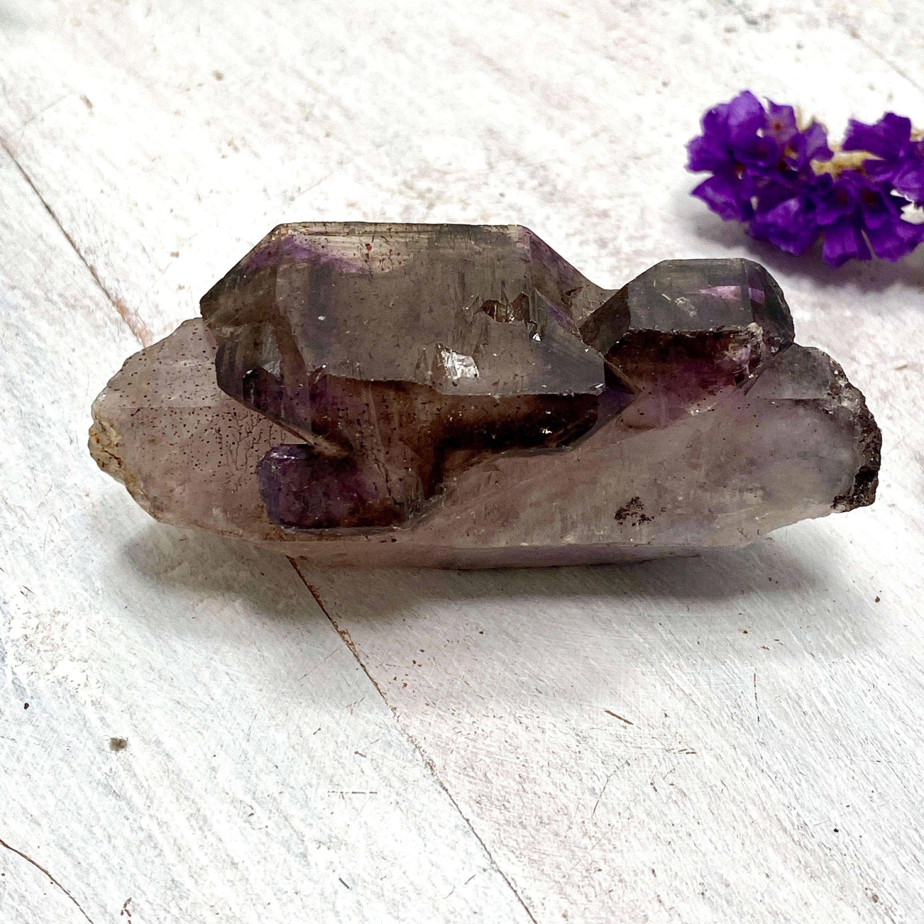Natural Smokey Amethyst Quartz Crystal from Chiredzi, Africa - Healing Stone for Meditation, Yoga & Spiritual Growth (CR3176)