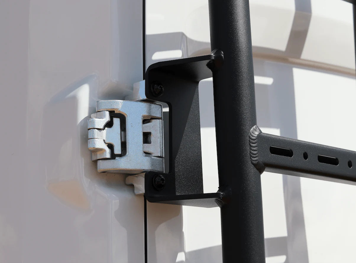 Owl Explorer Ladder & Tire Carrier for 2015-2023 Ford Transit High Roof Van | Heavy Duty Roof Accessories for Camping & Adventure Van Life