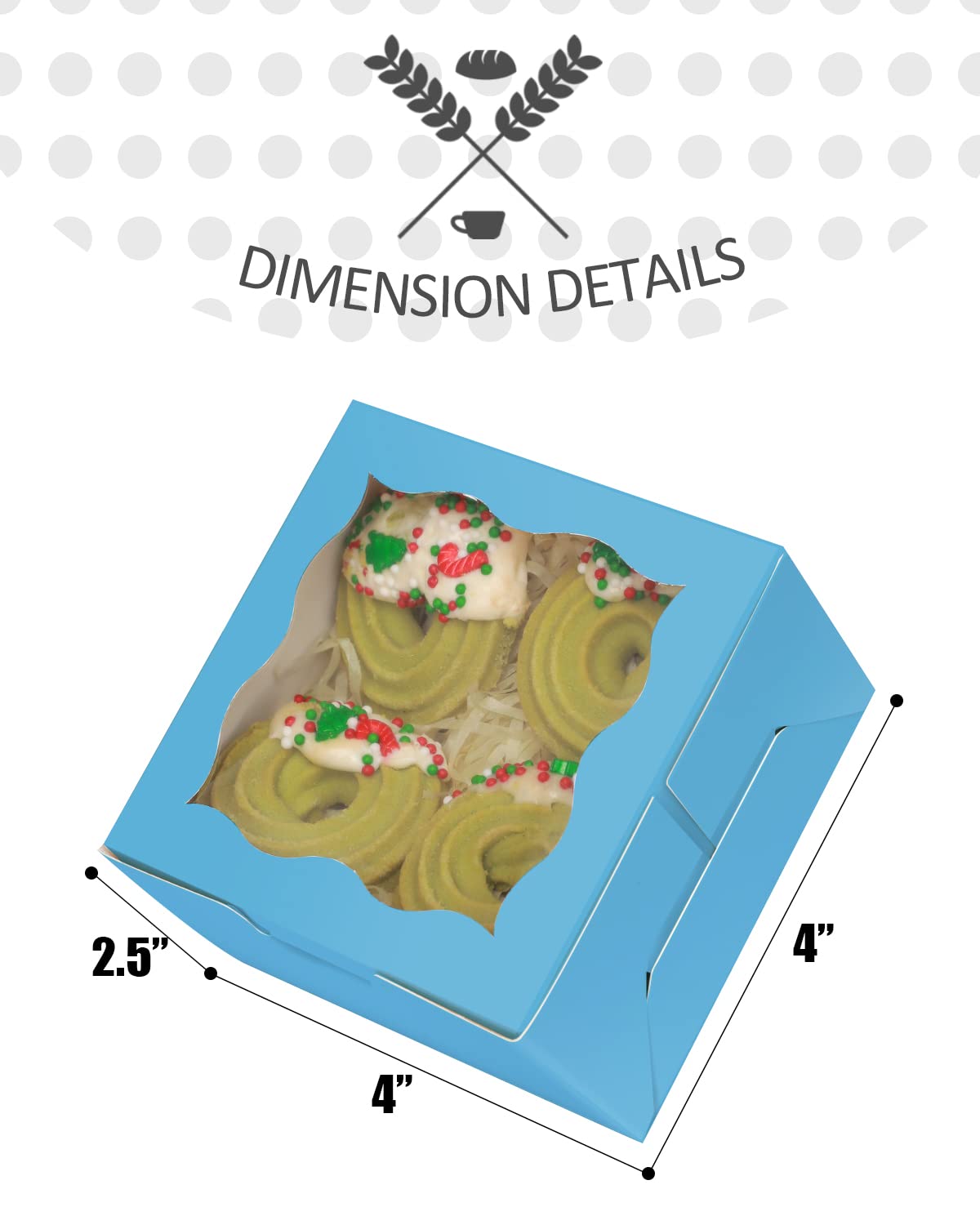 Sky Blue Bakery Boxes 55pcs 4x4x2.5 Inch - Mini Cookie Boxes, Macaron Boxes, Donut Boxes, Pastry Boxes for Party Favors, Wedding, Birthday, Baby Shower & Dessert Packaging