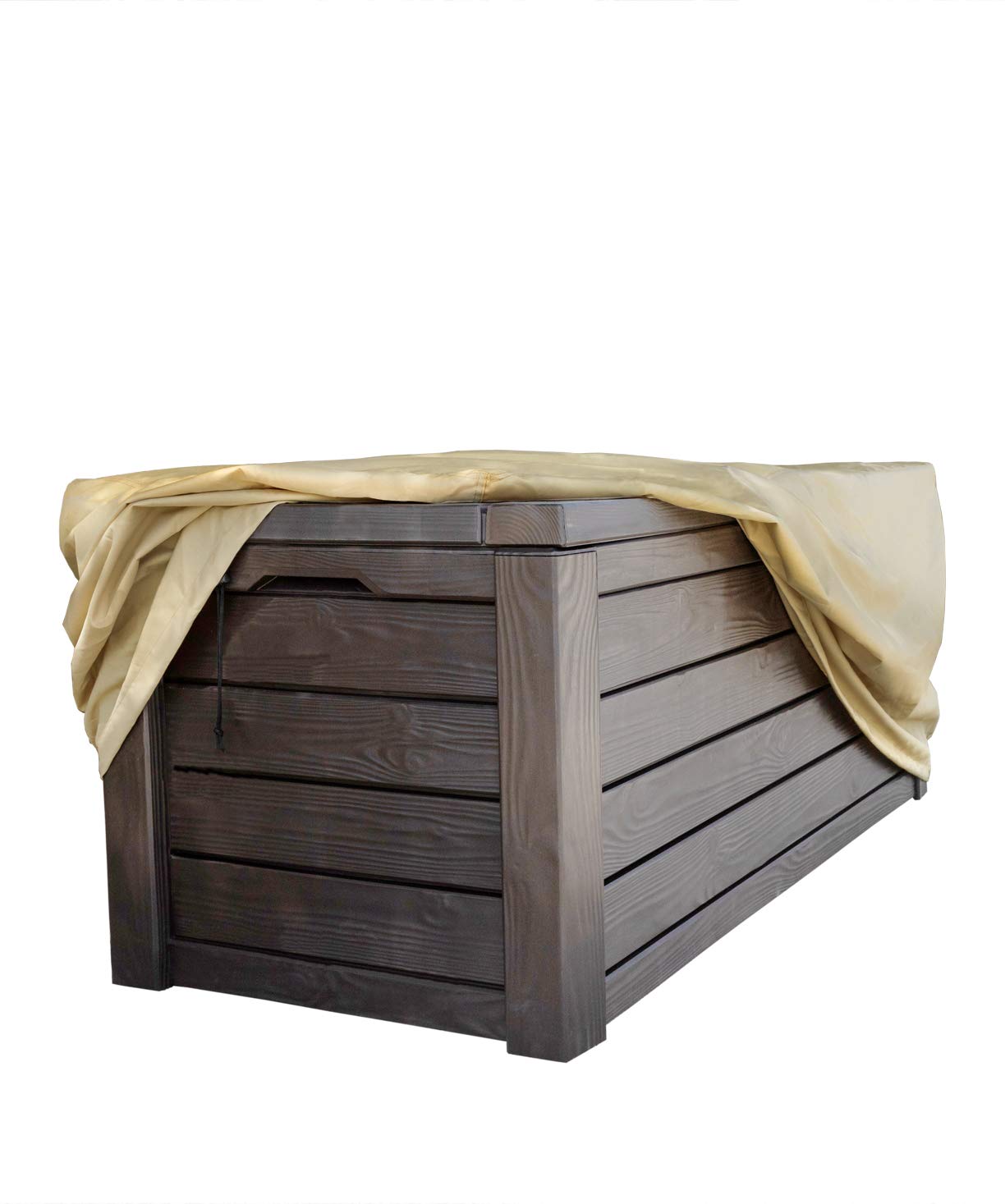 Sturdy All-Weather Deck Box Cover - Heavy Duty Waterproof Outdoor Storage Box Protector for Patio Furniture (Black, Medium Size) - Perfect for Backyard, Garden & Poolside Use