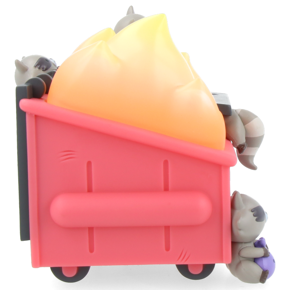 Funny Dumpster Fire & Trash Panda Vinyl Figures - Cute Raccoon Collectible for Desk Decor, Gag Gifts & Pop Culture Fans