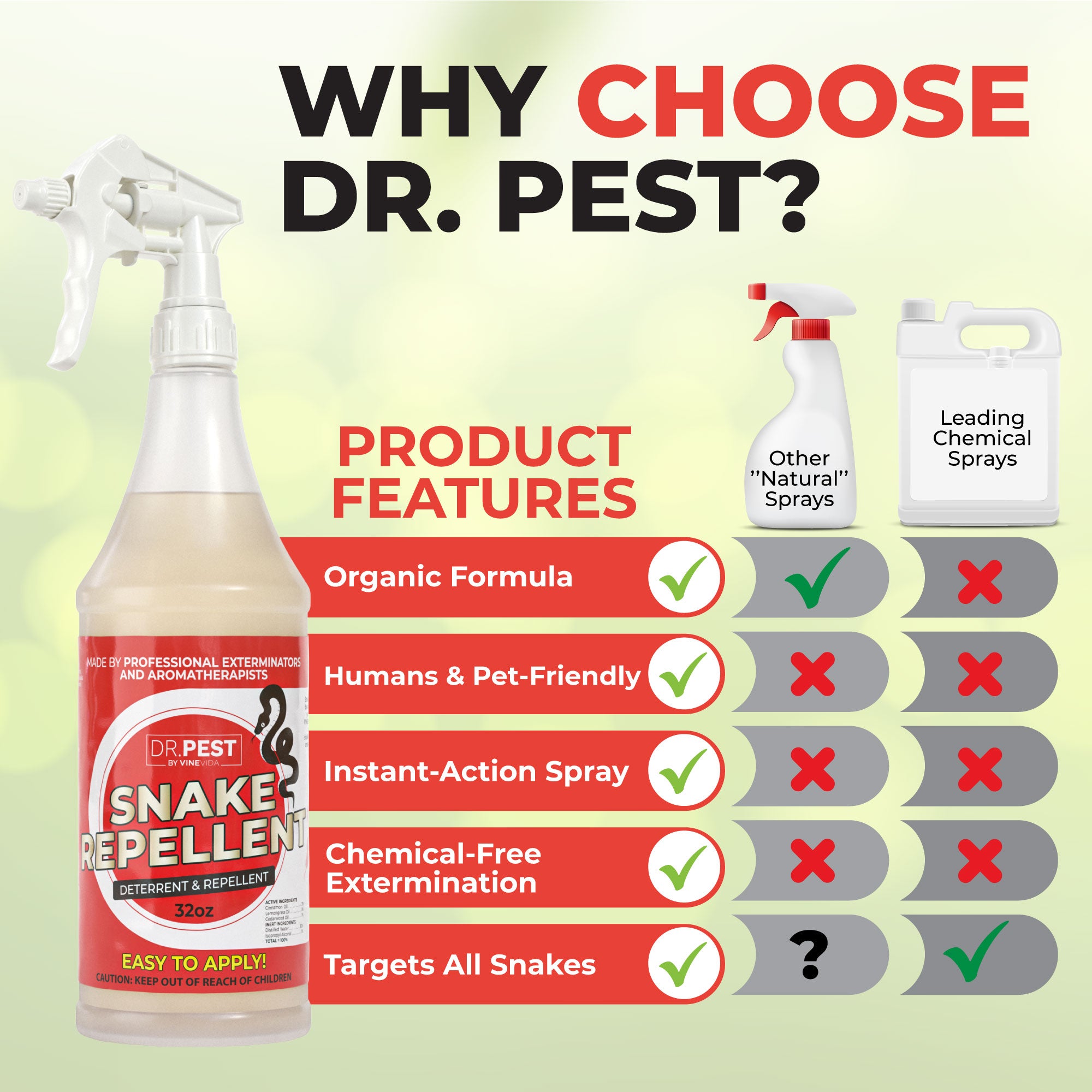 Best Snake Repellent for Outdoor Use - Natural & Effective Snake Deterrent Spray - Safe for Pets & Kids - Perfect for Yards, Gardens, and Camping