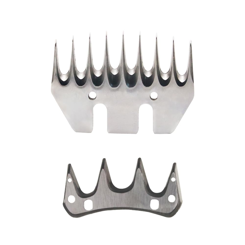Professional 9-Tooth Sheep Shearing Comb & Cutter Blade Set - Heavy Duty Straight Blade for Sheep, Alpaca, Goats - Essential Farm & Livestock Grooming Tool for Wool Harvesting & Animal Care