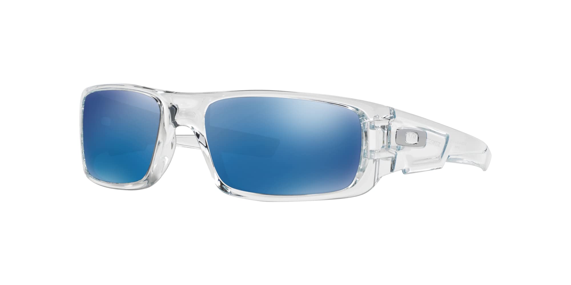 Oakley Crankshaft Sunglasses - Polished Clear Frame with Ice Iridium Lenses - UV Protection & Polarized - Perfect for Running, Cycling & Outdoor Sports