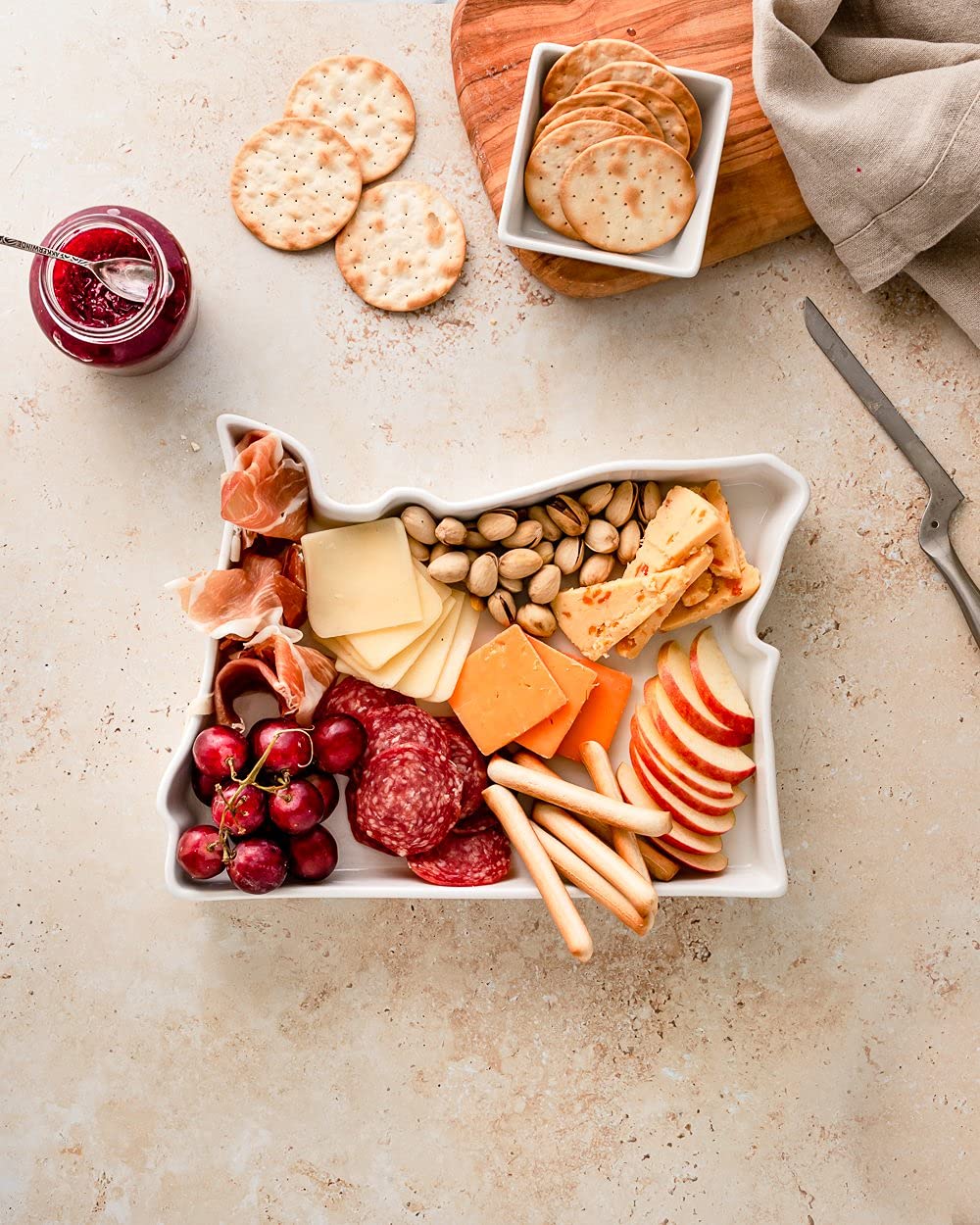 Oregon Shaped Baking Dish - Porcelain Serving Platter & Decorative Tray | Oven, Microwave & Dishwasher Safe Bakeware | Perfect for Holiday Dinners, Party Appetizers & Home Decor
