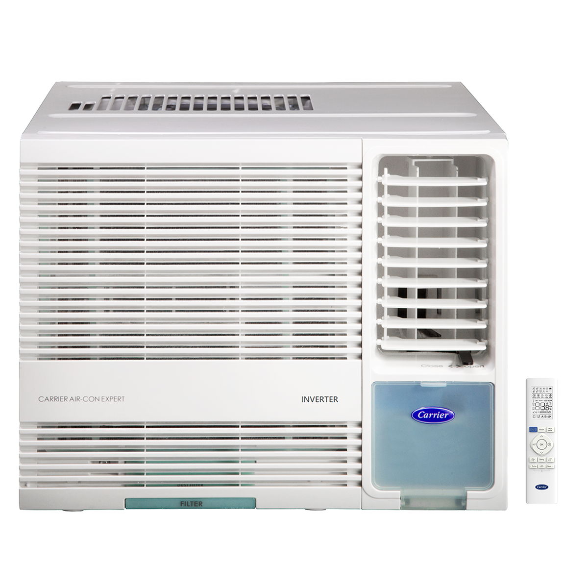 Carrier CHK12VFP 1.5 Ton Inverter Window Air Conditioner with Remote Control - Energy Efficient Cooling for Bedrooms, Living Rooms & Small Offices (12,000 BTU)