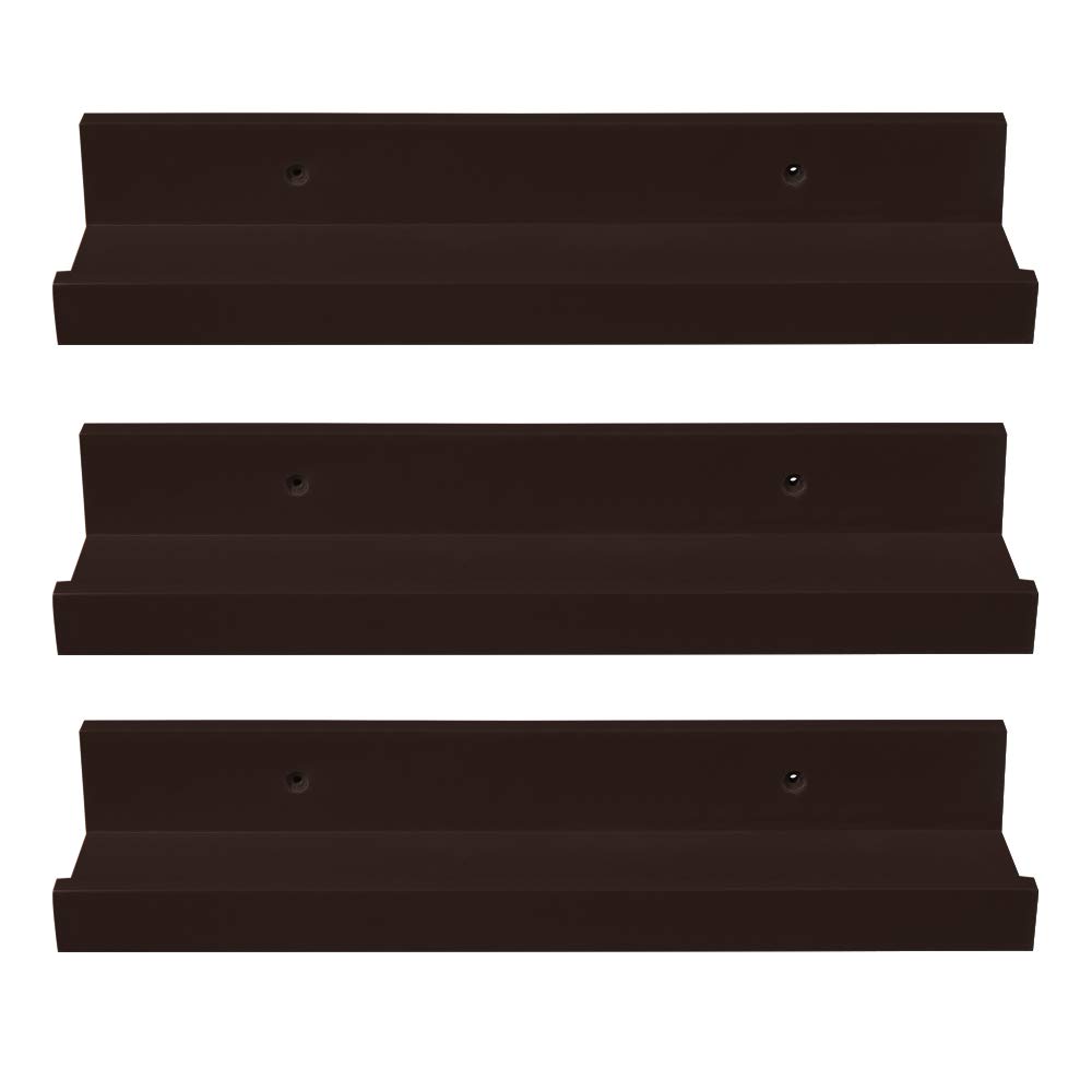Floating Wall Mounted Shelves Set of 3 - Wide Panel Display Ledge Shelves for Bedroom, Office, Kitchen & Living Room Storage - Black & Brown - Perfect for Bathroom Decor, Kitchen Organization & Living Room Display