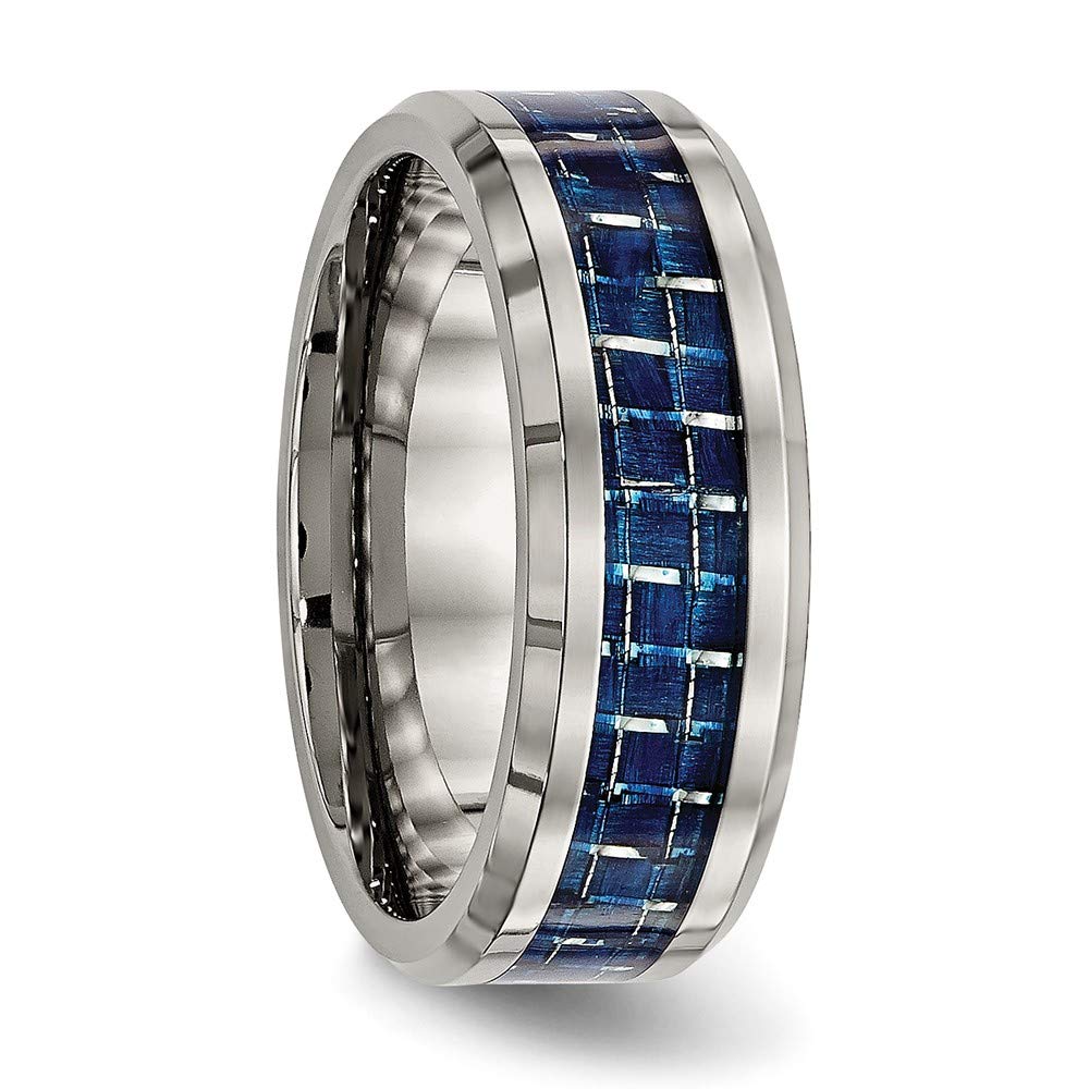 Titanium Blue Carbon Fiber Inlay Wedding Band Ring for Women - Elegant Bridal Engagement Ring, Fine Jewelry Gift for Her - Perfect for Anniversaries, Proposals & Special Occasions