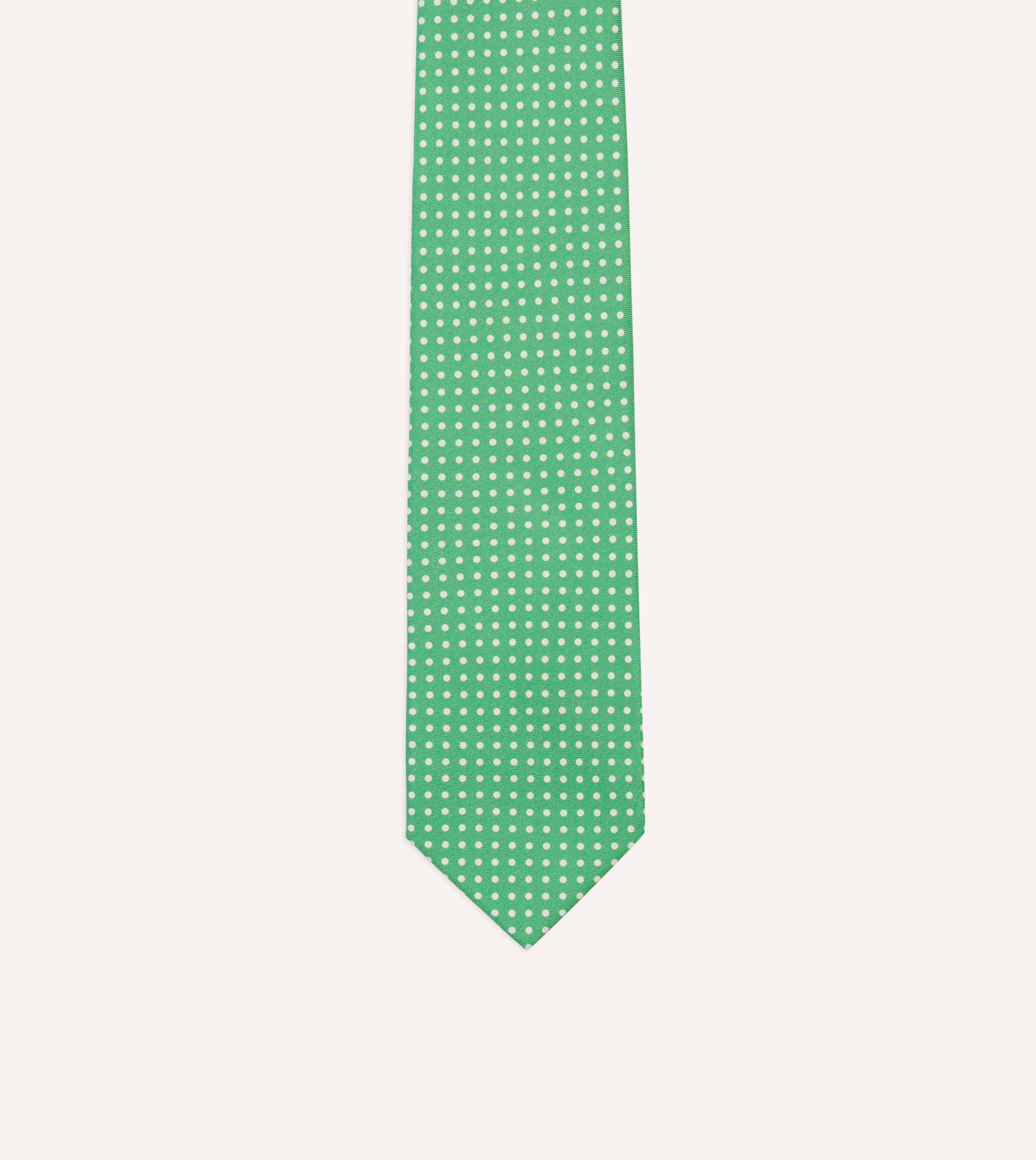 Elegant Green Small Spot Silk Self-Tipped Necktie for Men - Perfect for Weddings, Business Meetings & Formal Events