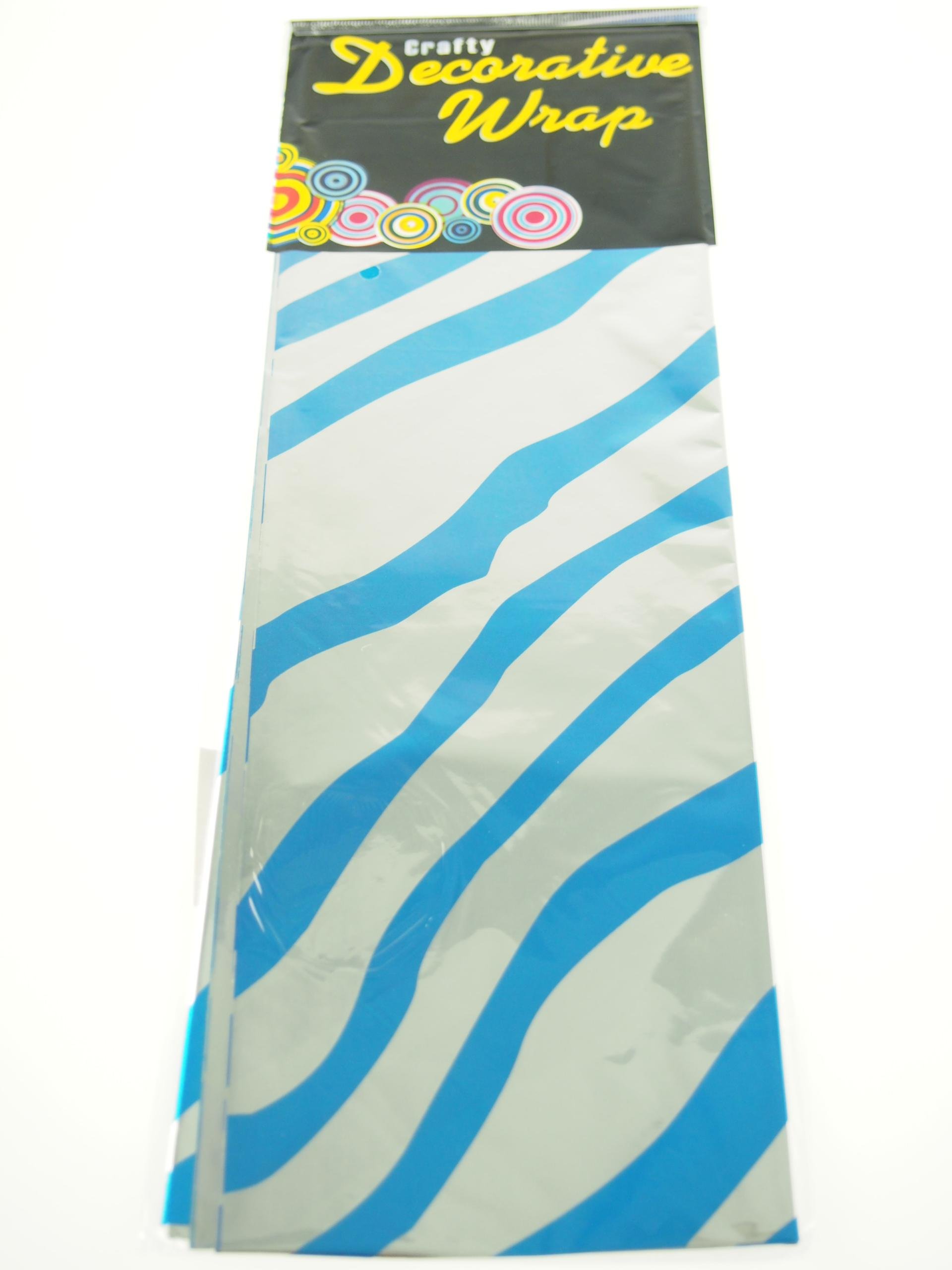 Shiny Metallic Foil Tissue Paper Sheets - African Safari Zebra Print Gift Wrap (Blue) for Birthday, Wedding & Party Decorations