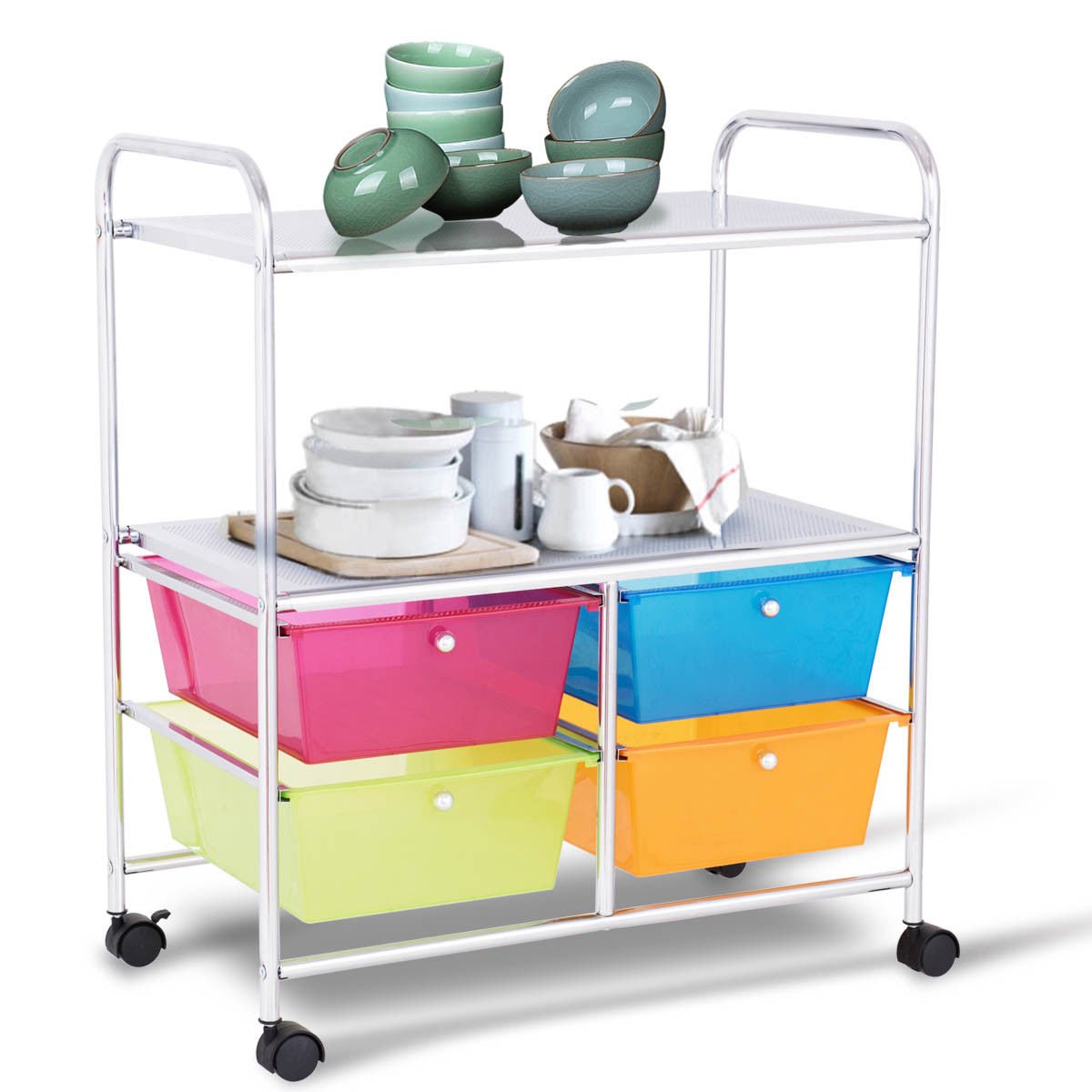 Giantex 4-Drawer Rolling Cart with Wheels for Home, Office & Salon Storage