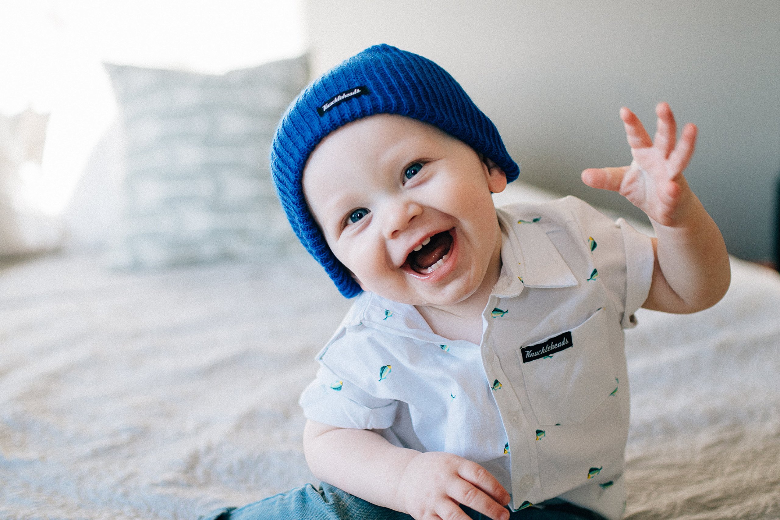 Born to Love Baby Boy's Stripe Beanie Hat - Soft Cotton Newborn Winter Hat for Boys - Perfect for Outdoor Photos & Cold Weather