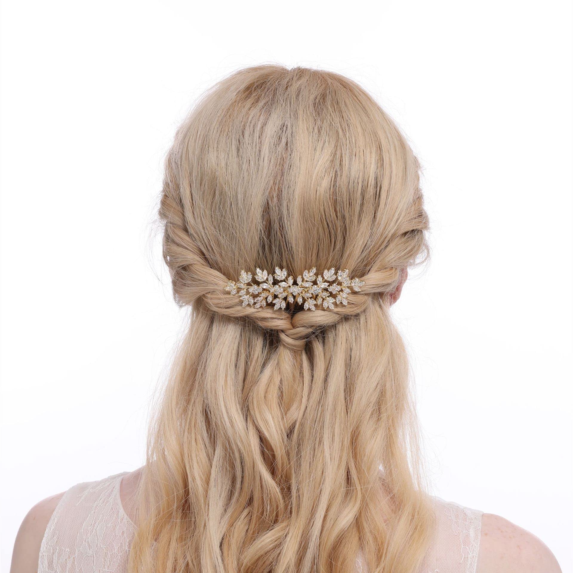 Elegant Silver Cubic Zirconia Bridal Hair Comb - Crystal Wedding Hair Accessories for Brides, Bridesmaids & Special Occasions | Perfect for Weddings, Prom & Formal Events (Peinetas Para Cabello De Mujer)